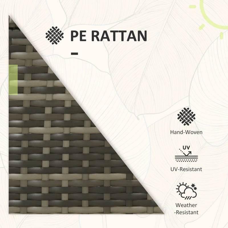 Woven gray rattan panel close-up with hand-woven texture