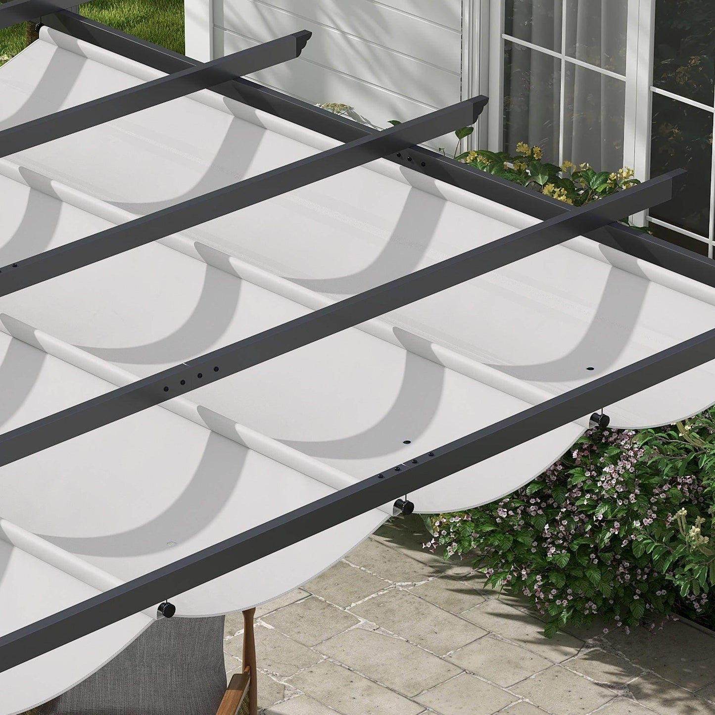 Outsunny 3 x 3(m) Aluminium Pergola Canopy Gazebo Awning Outdoor Garden Sun Shade Shelter Marquee Party BBQ, Light Grey - ALL4U RETAILER LTD