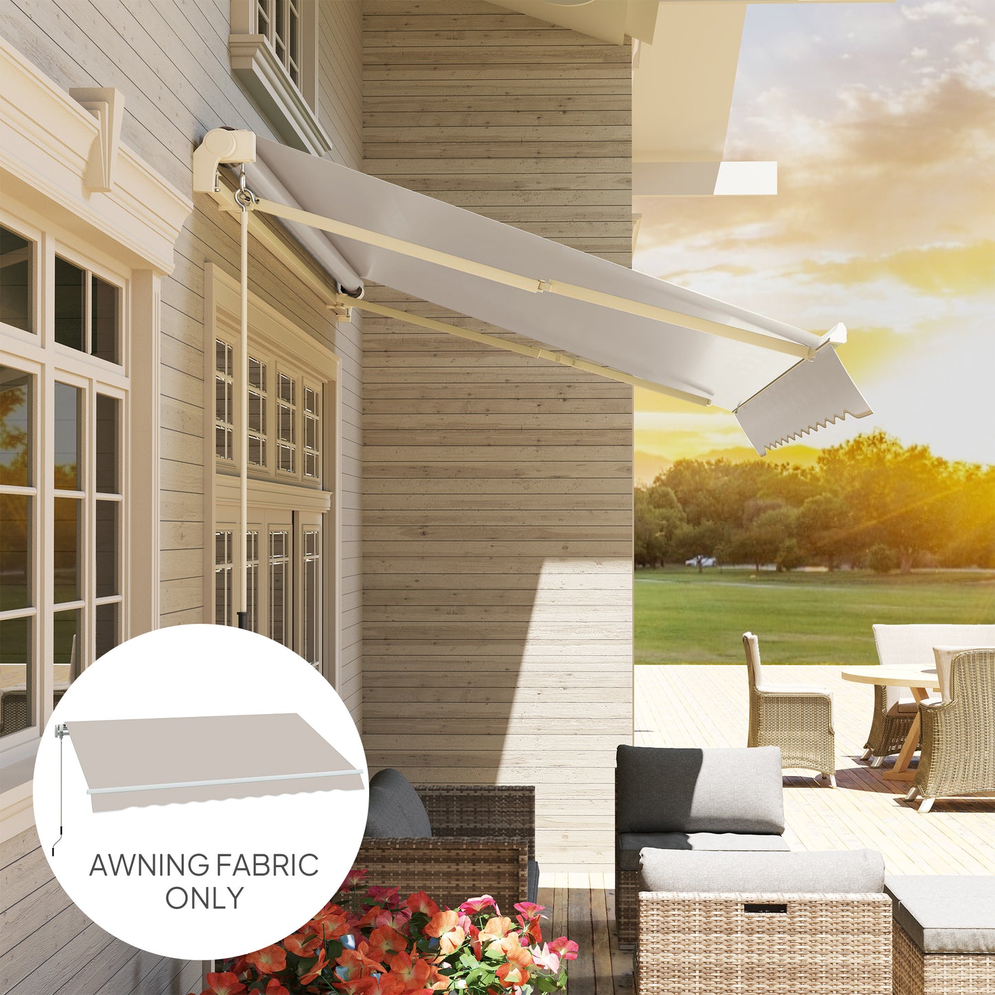 Outsunny 3 x 2.5 m Awning Replacement Canopy Cream White UPF 50+ Water Resistant Fabric
