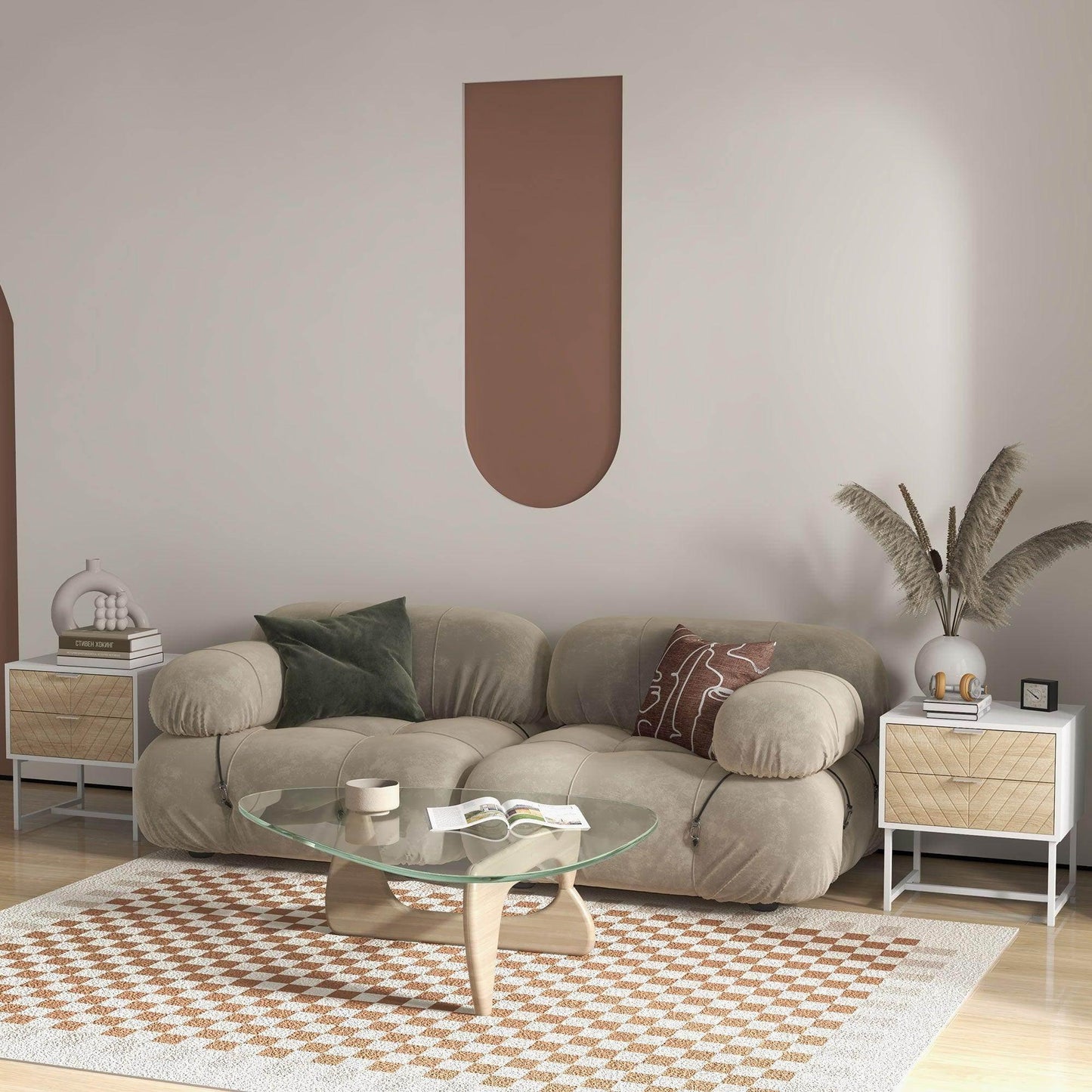 HOMCOM Modern Bedside Table Set, 2 Drawers, Metal Frame, White Oak - ALL4U RETAILER LTD