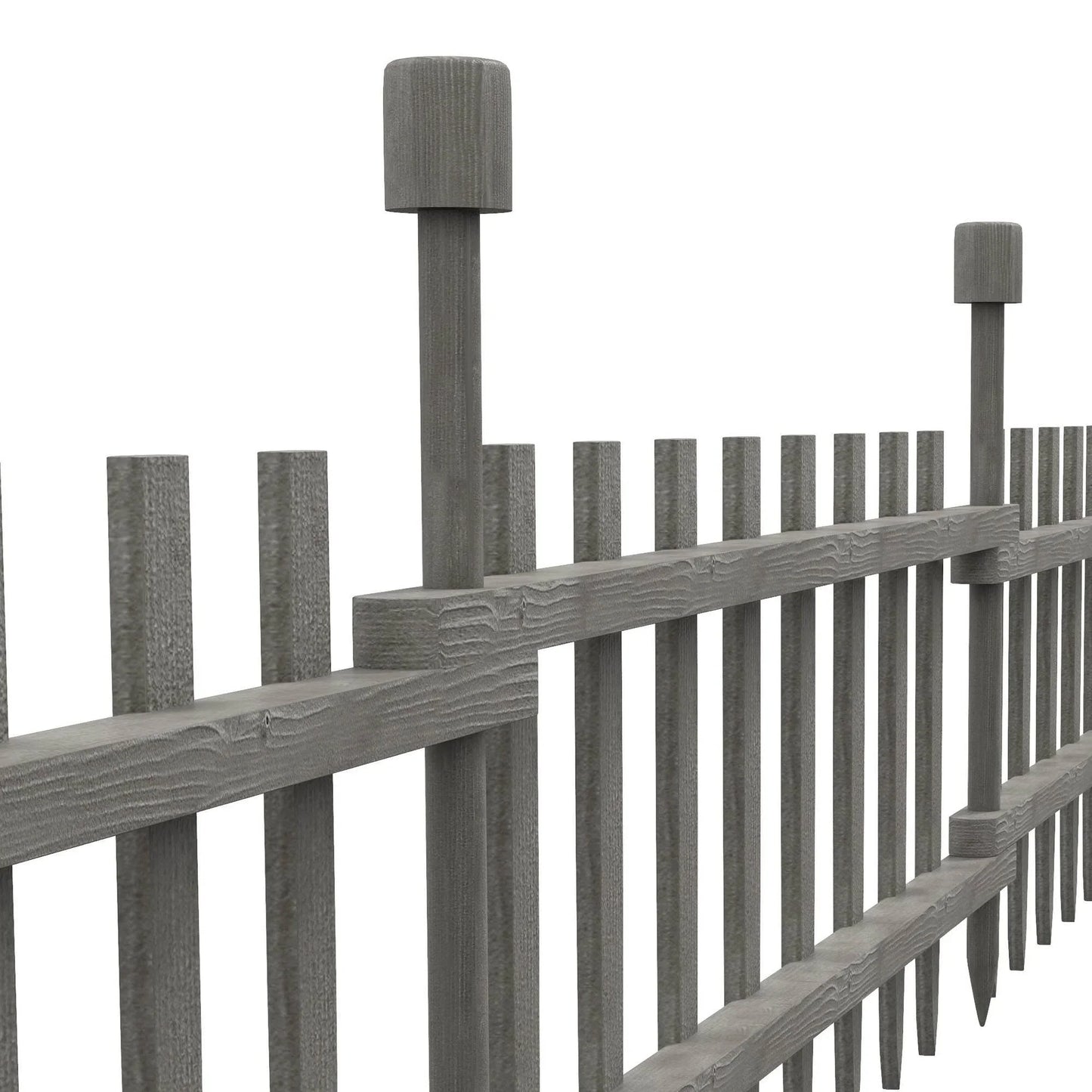 Outsunny Grey Wooden Garden Fence Set - 4 Piece Easy-Install Landscape Edging - ALL4U RETAILER LTD