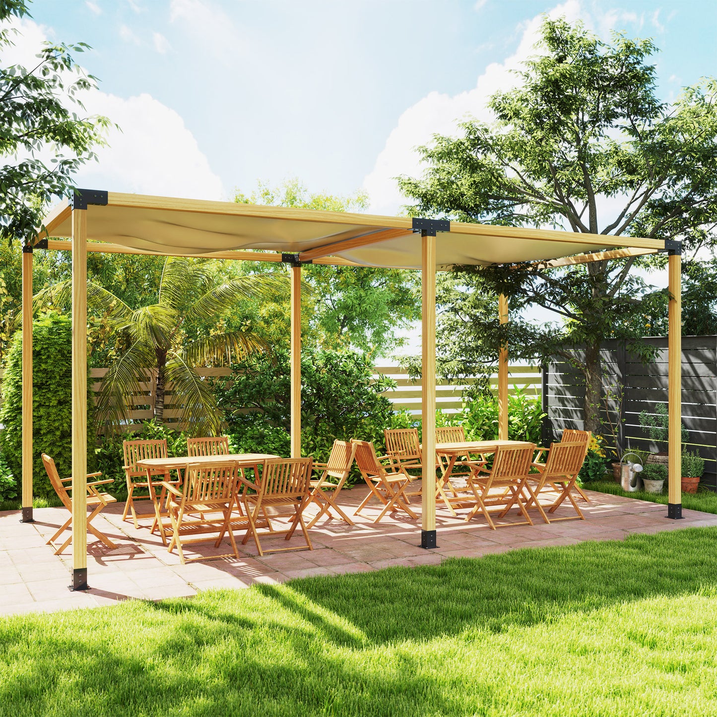 Outsunny 12 Pieces Pergola Kit Brackets 3 Way 4 Way Corner Brackets For 9.6 By 9.6 cm Lumber