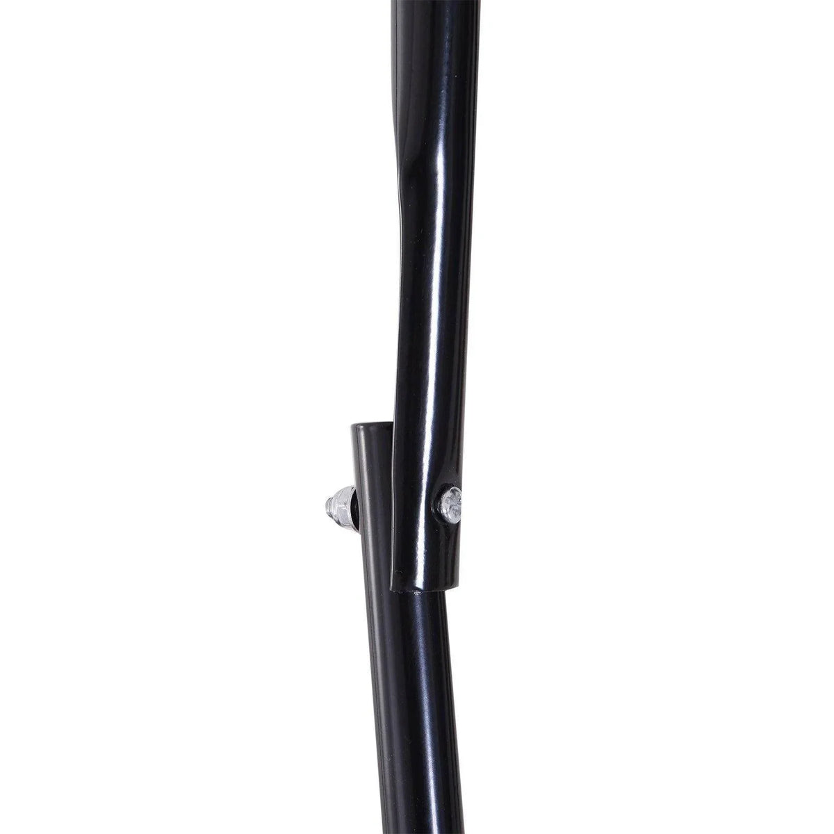 Black handle support bracket with pin on lawn roller