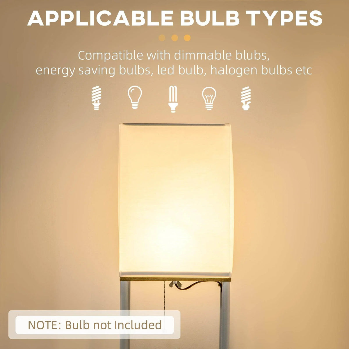 Fabric-shade floor lamp compatible with dimmable bulbs; bulb not included