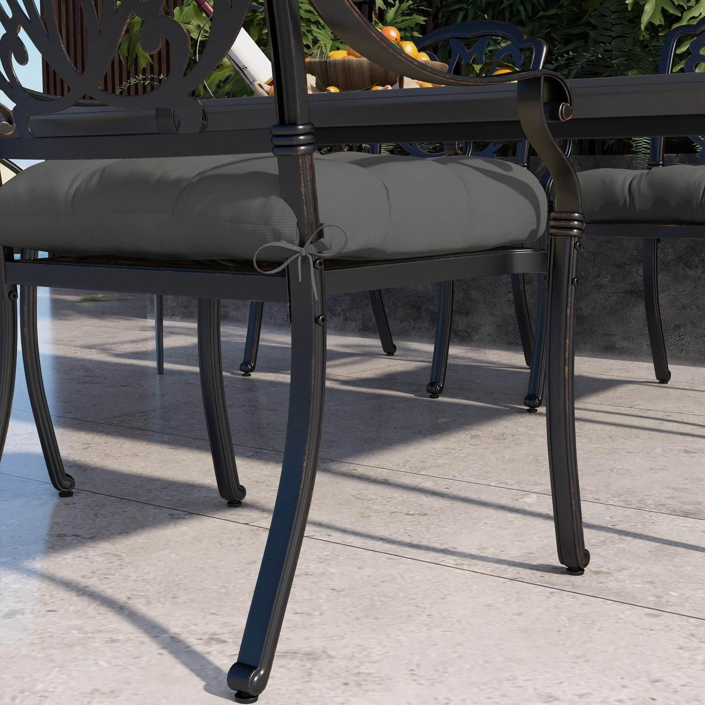 Outsunny Charcoal Grey 4-Piece Outdoor Cushion Set for Patio Chairs - Comfortable and Stylish Seat Pads - ALL4U RETAILER LTD