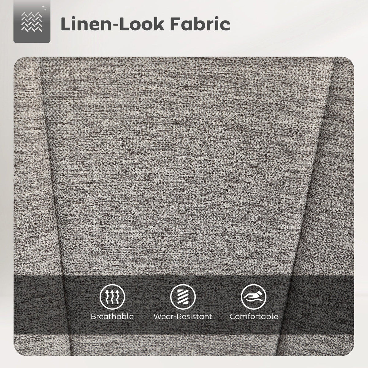 Grey linen-look upholstered bar stool seat and backrest