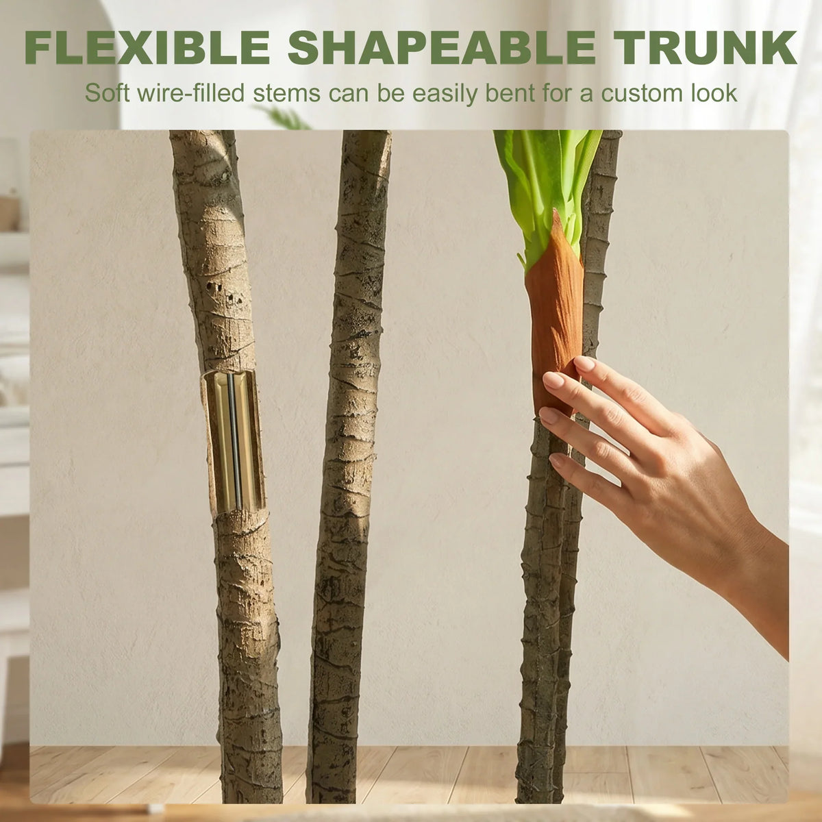 HOMCOM artificial dracaena tree trunks, bendable stems with green PEVA leaves