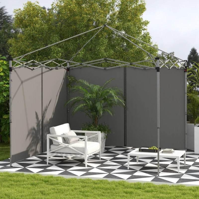 Light grey gazebo side panels with vertical zipper seams, attached to a frame