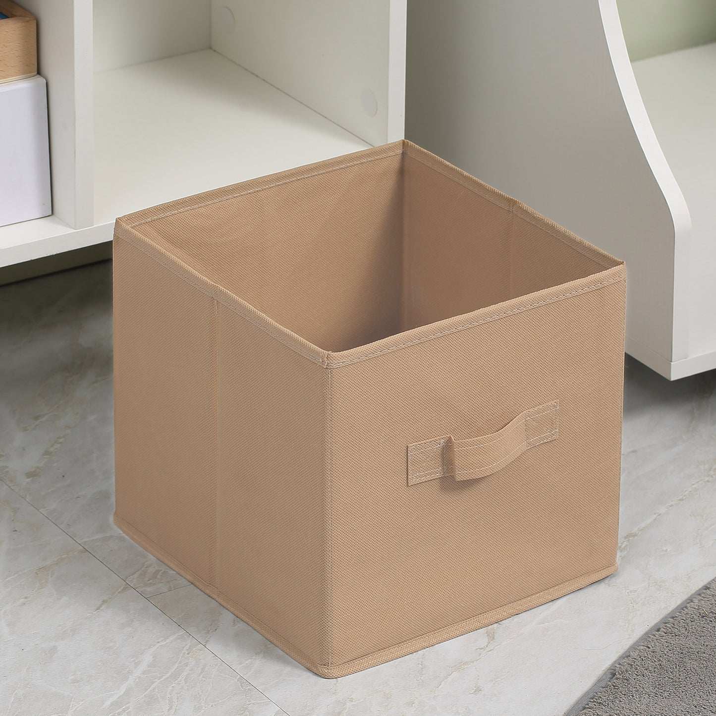 HOMCOM Freestanding 6 Cube Storage Cabinet With 3 Fabric Drawers And Open Shelves White Home Office
