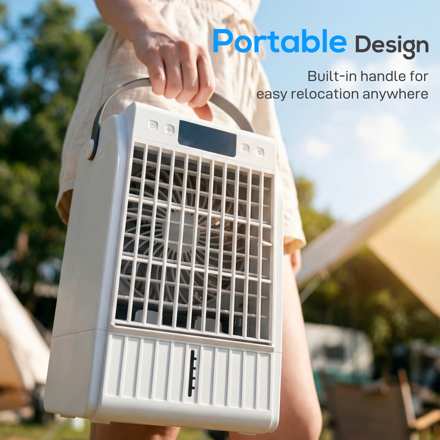 HOMCOM Portable 4 In 1 Air Conditioner And Mini Cooler With 4 Wind Speeds 2 Cool Mist RGB LED Light White