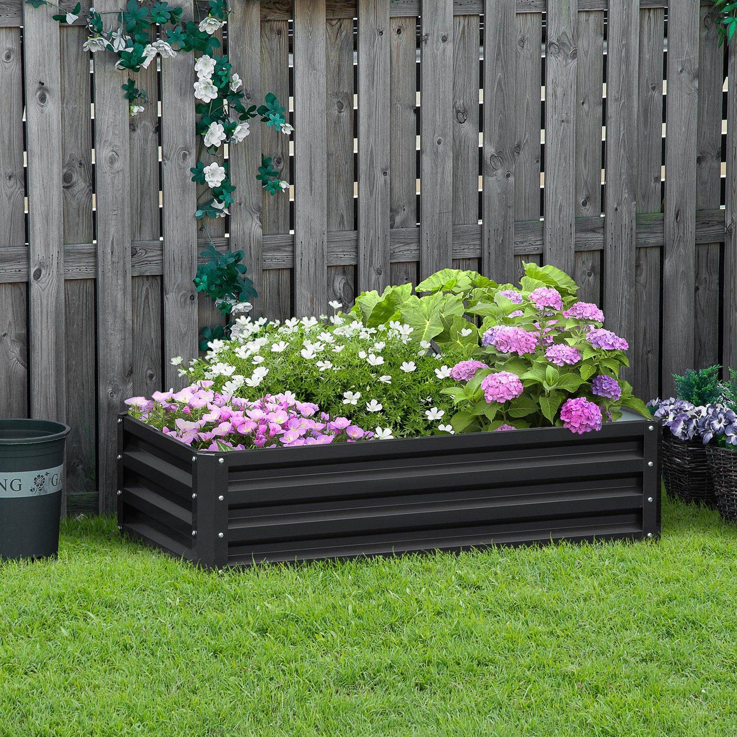 Outsunny Raised Garden Bed Elevated Planter Box for Flowers Grey - ALL4U RETAILER LTD