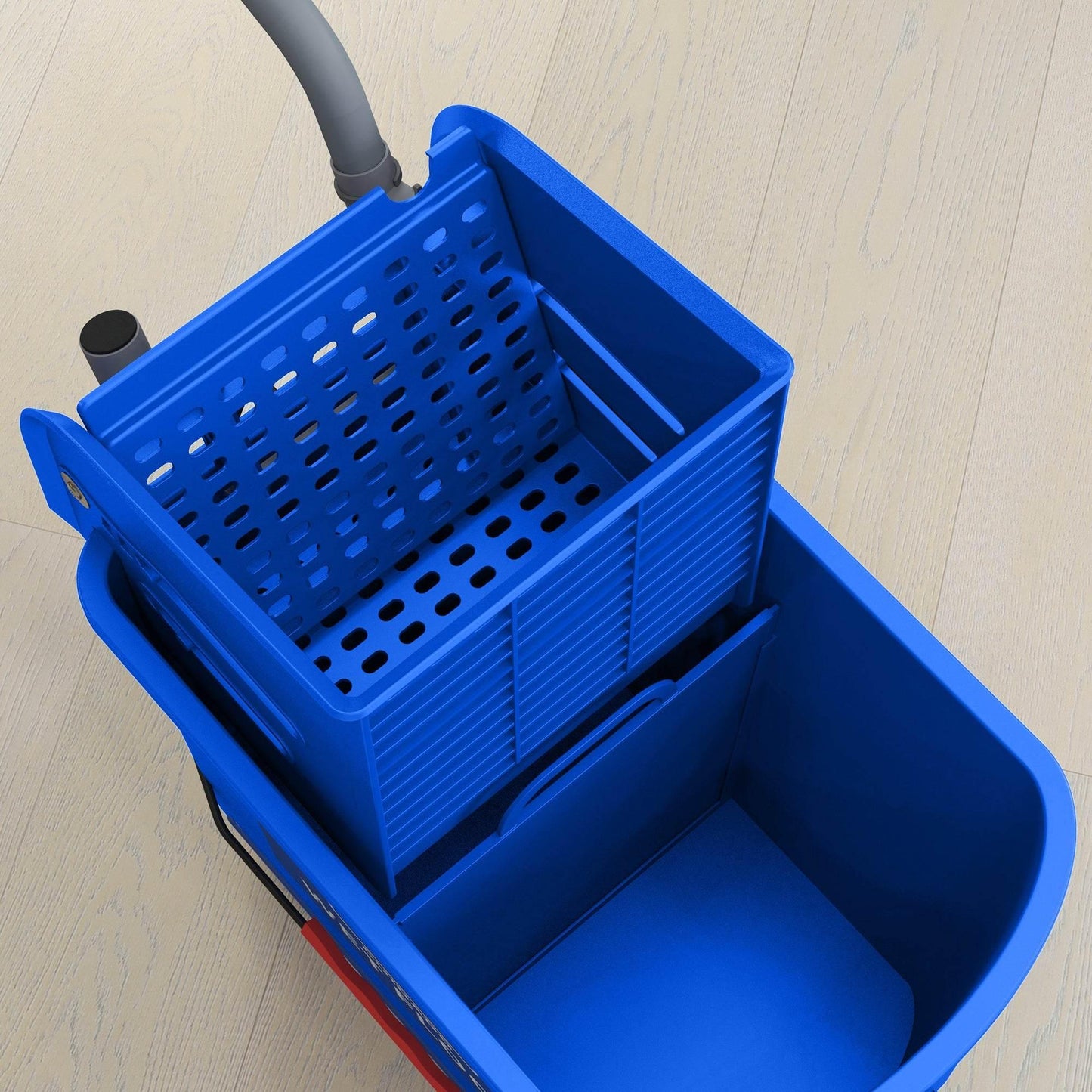 HOMCOM 20L Dual-Compartment Mop Bucket with Removable Wringer and Wheels for Effortless Floor Cleaning, Blue - ALL4U RETAILER LTD