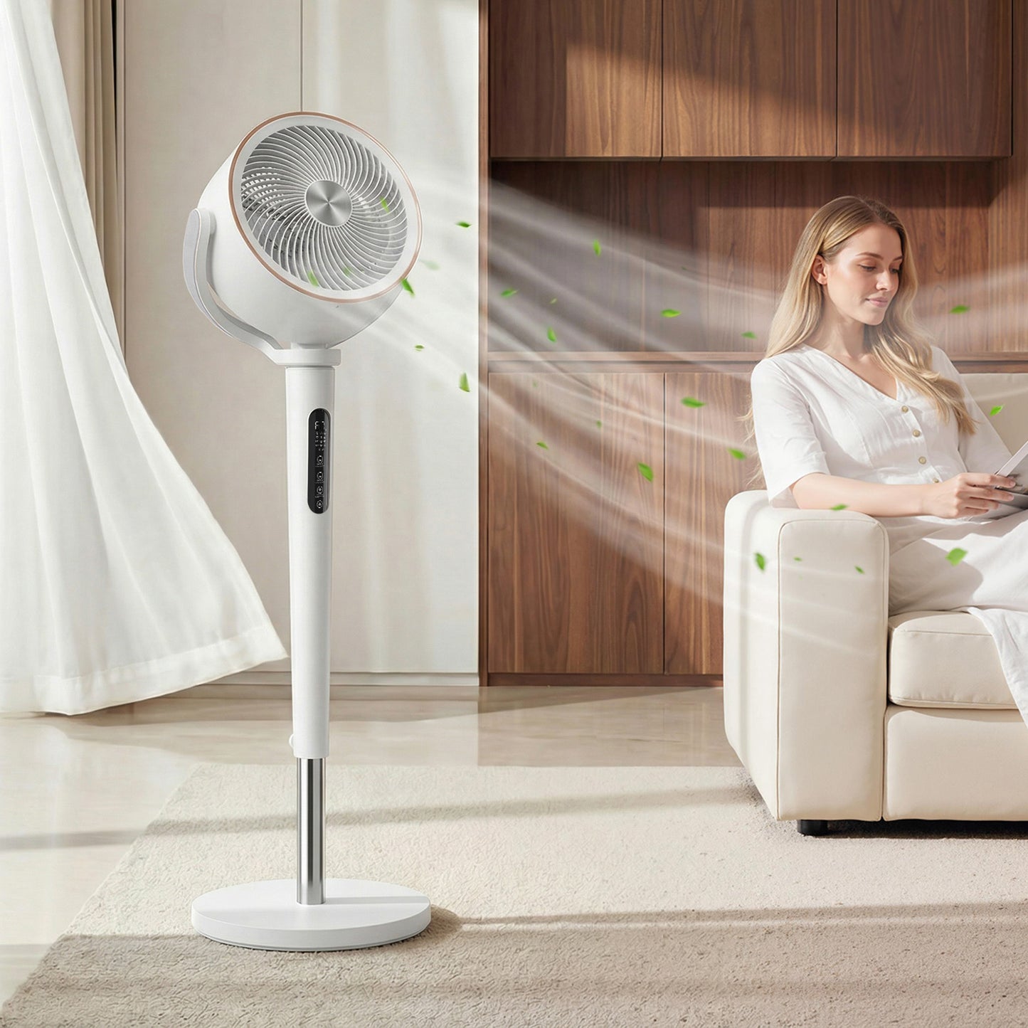 HOMCOM 20 dB Silent Standing Fan with 70 to 90 Degree Auto Oscillation, 12 Speeds, Remote, 12H Timer, 46 Inch White