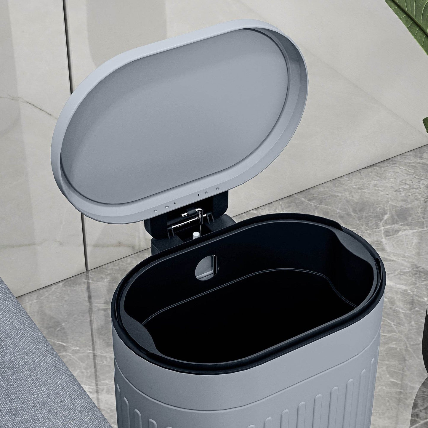 HOMCOM Compact 20L Fingerprint-Proof Metal Pedal Bin with Soft-Close Lid and Removable Inner Bucket - Grey - ALL4U RETAILER LTD