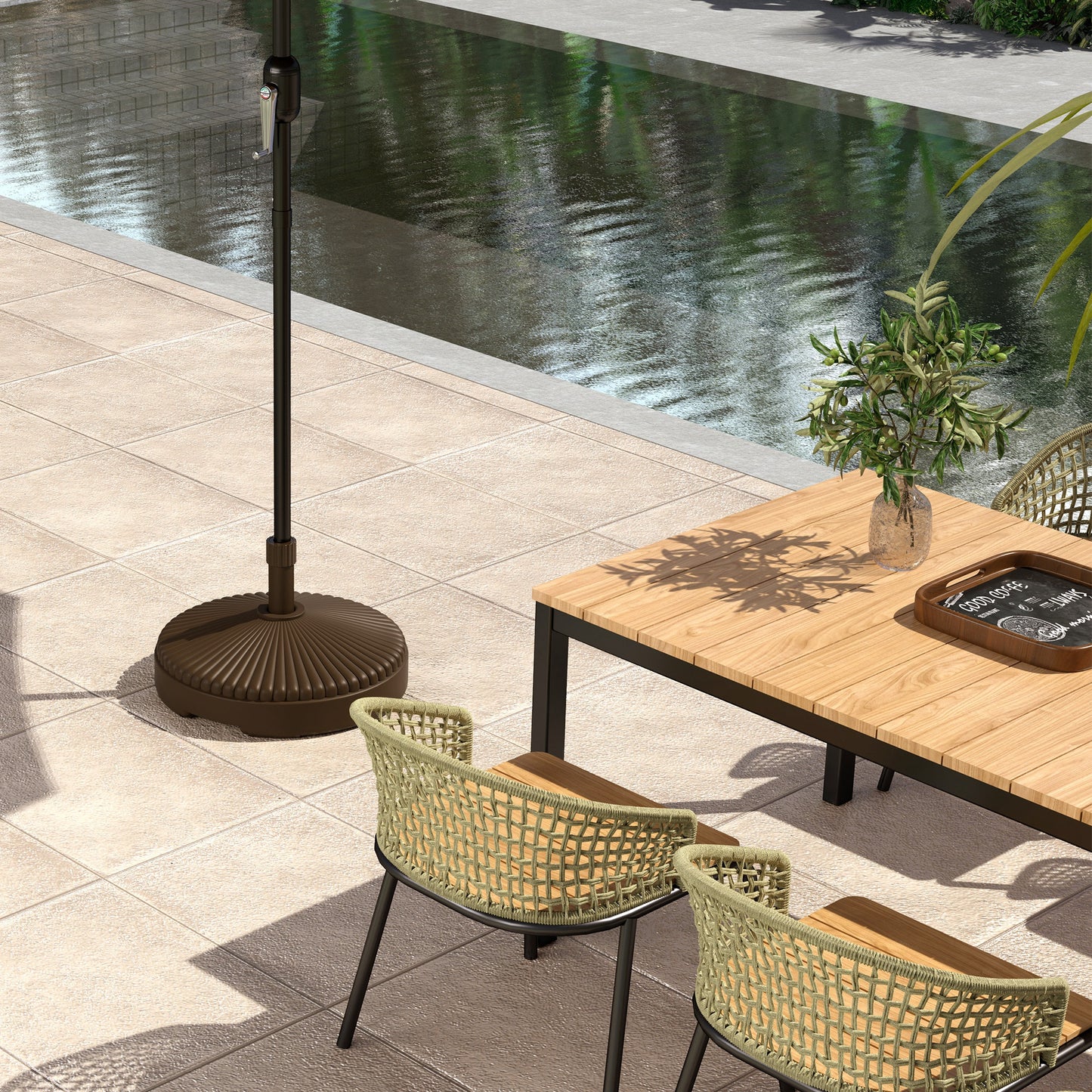Outsunny Garden Parasol Base Holder For Outdoor Umbrella Stand Sand Or Water Filled Weight 28kg Or 23kg Brown