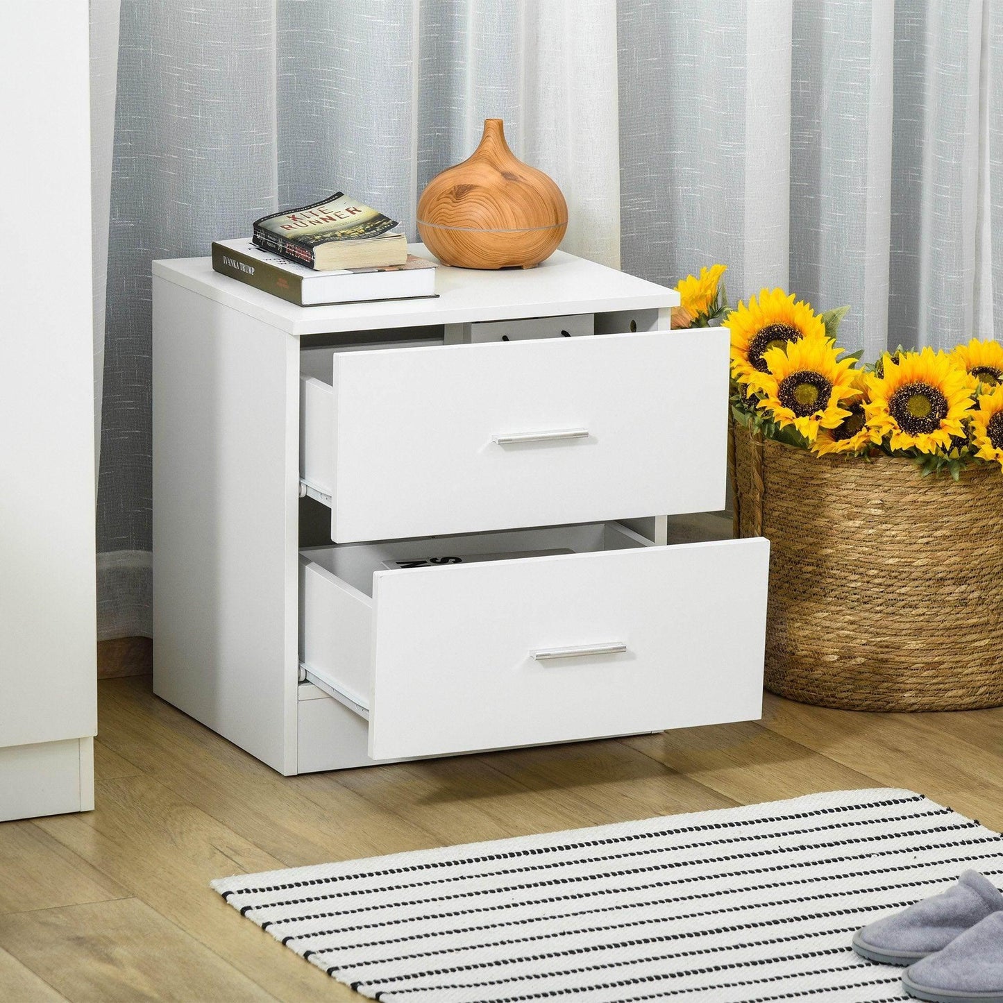 HOMCOM 2-Drawer Bedside Table | Modern Nightstand - ALL4U RETAILER LTD