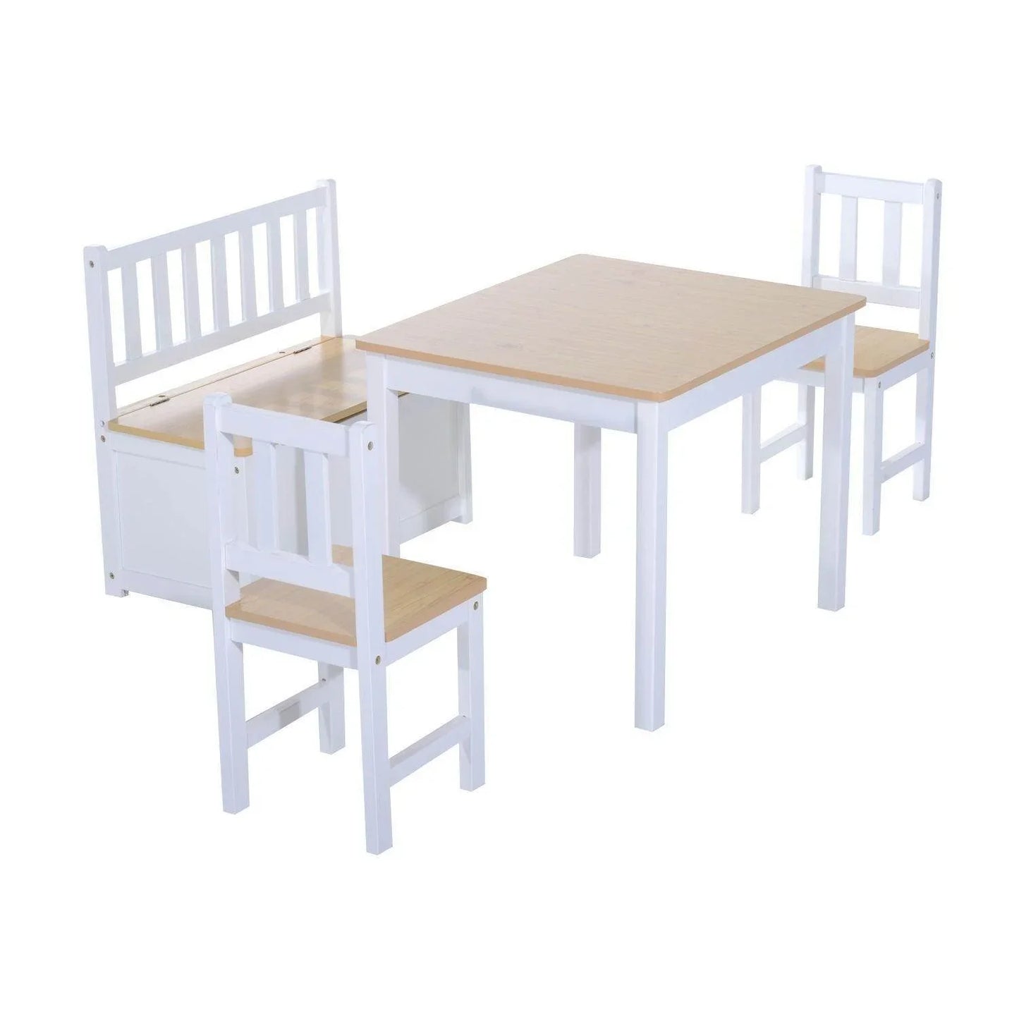 HOMCOM 4-Pc Kids Furniture Set - Oak/White - ALL4U RETAILER LTD