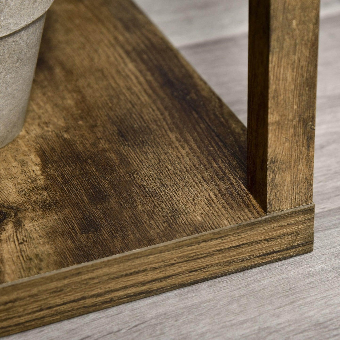 HOMCOM 4-Tier Floor Lamp: Rustic Brown - ALL4U RETAILER LTD