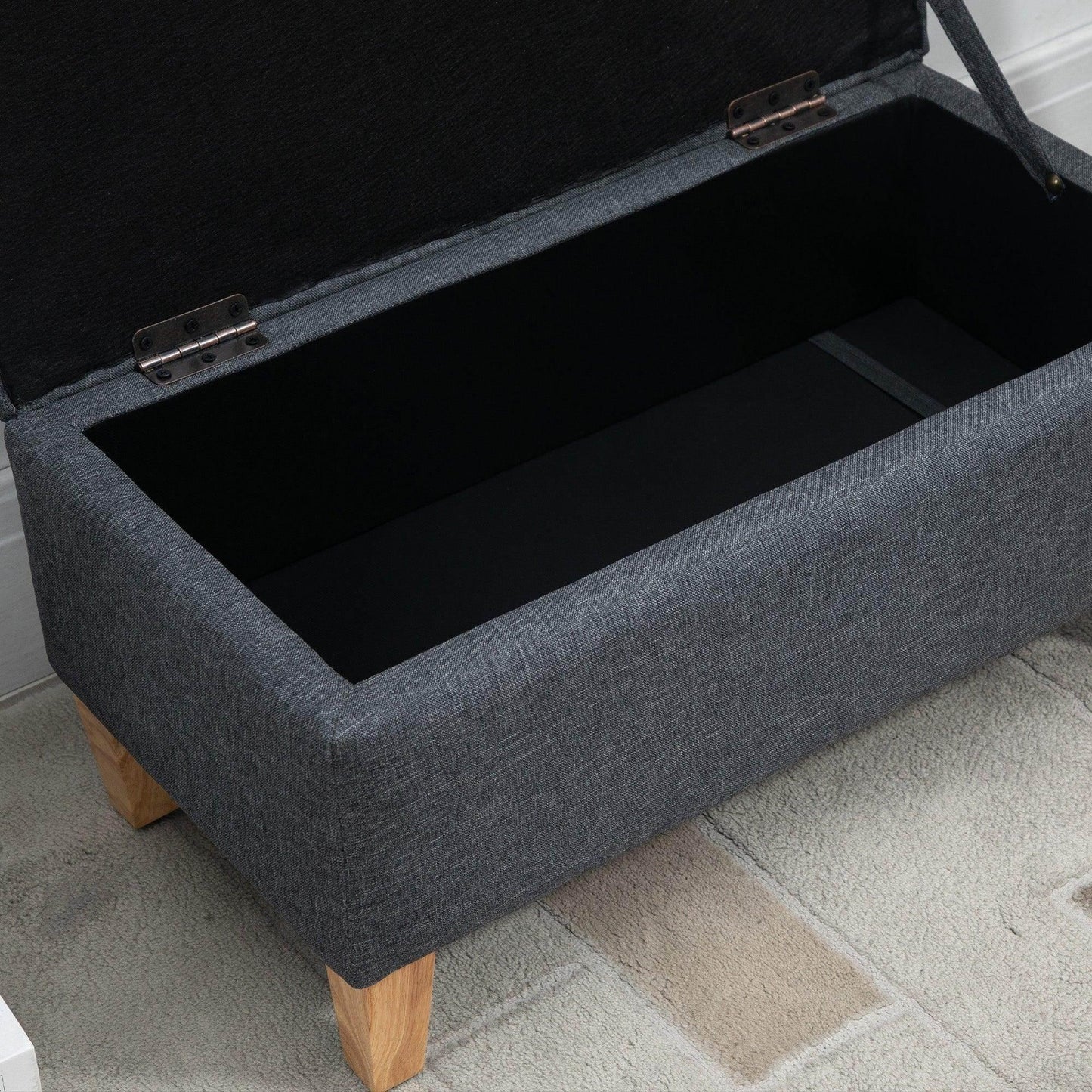 HOMCOM Dark Grey Linen Ottoman: Stylish & Functional - ALL4U RETAILER LTD