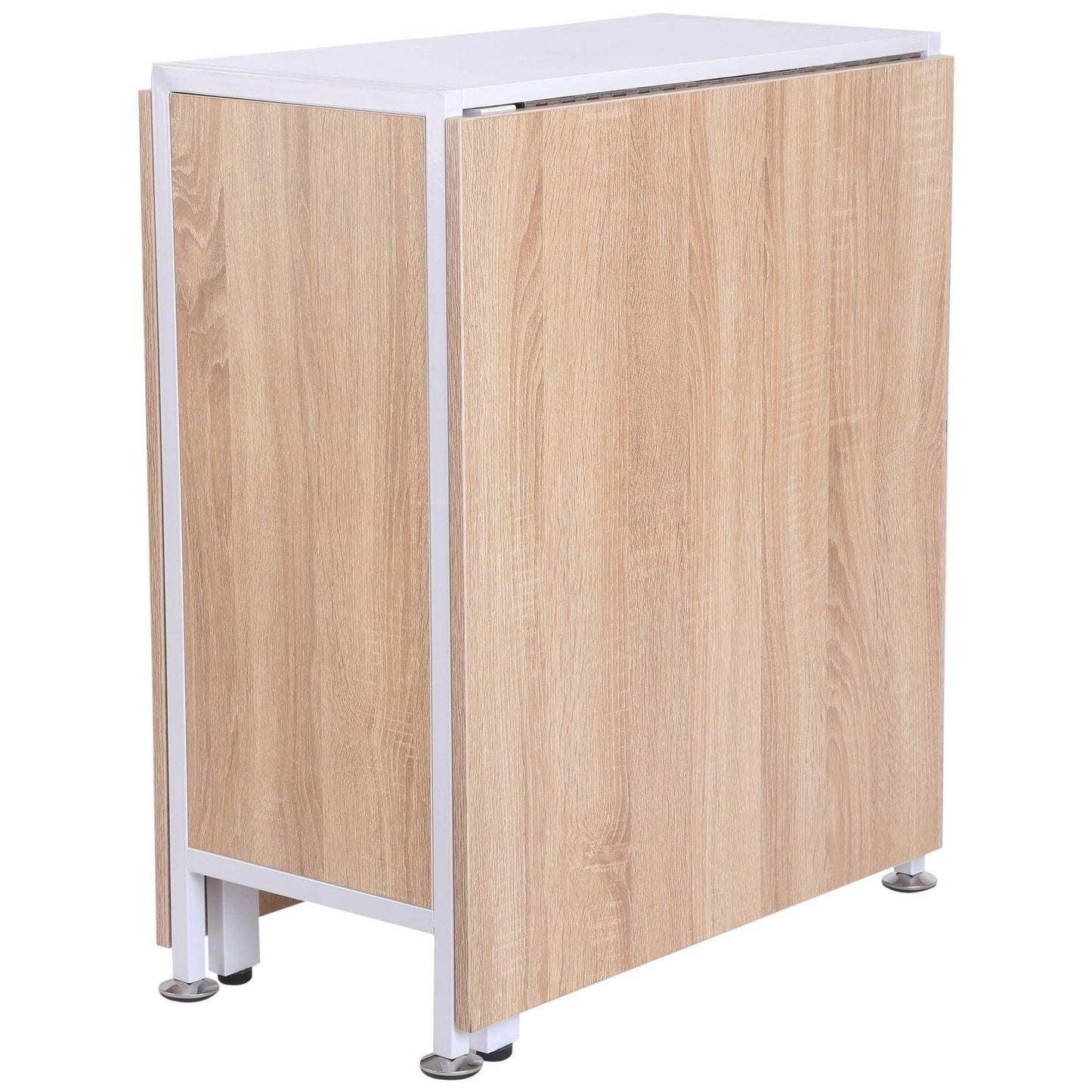 HOMCOM Foldable Dining Table with Storage Shelves - Oak & White - ALL4U RETAILER LTD