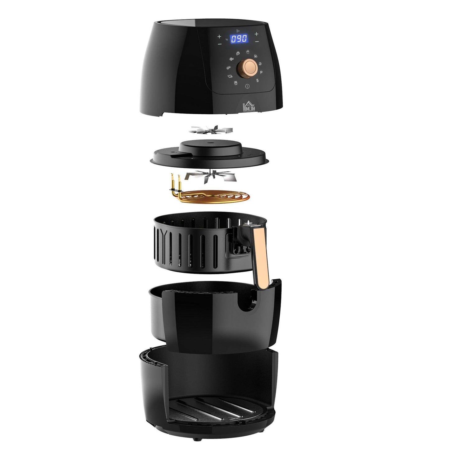 HOMCOM Healthy Air Fryer 5.5L: Digital Display, 60 Min Timer - ALL4U RETAILER LTD