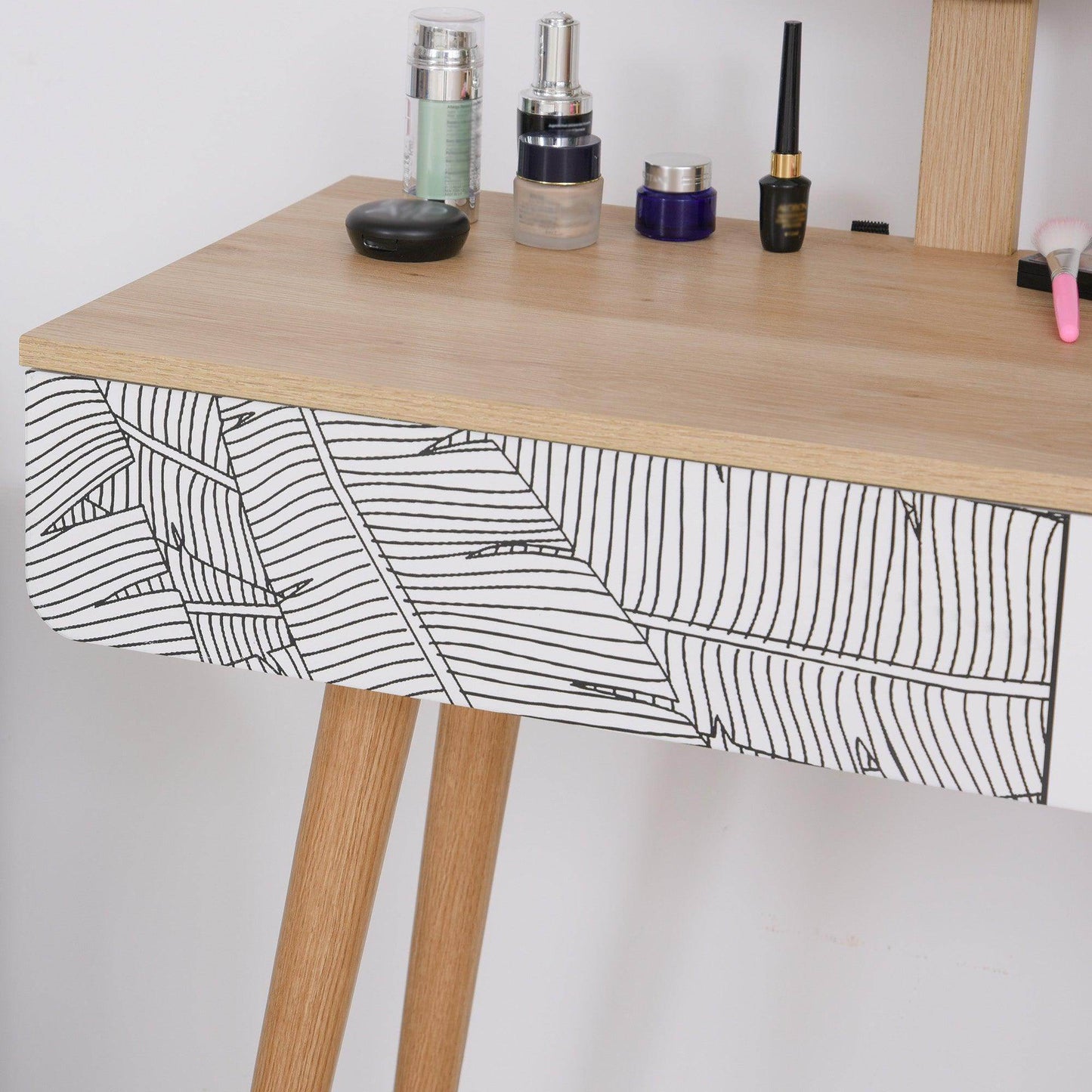 HOMCOM Height Adjustable Oak Dressing Table: Elegant & Durable - ALL4U RETAILER LTD