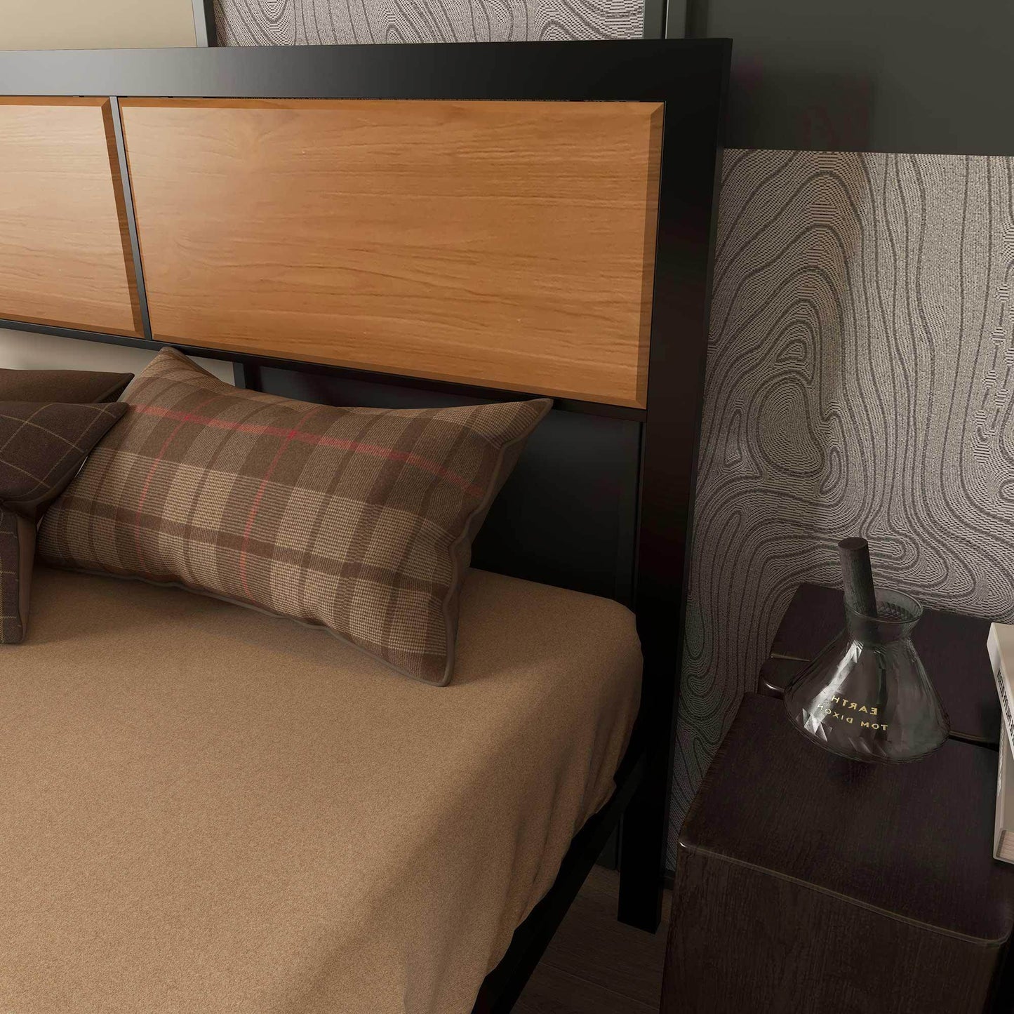 HOMCOM Industrial Steel Double Bed Frame with Storage, Brown - 5FT - ALL4U RETAILER LTD