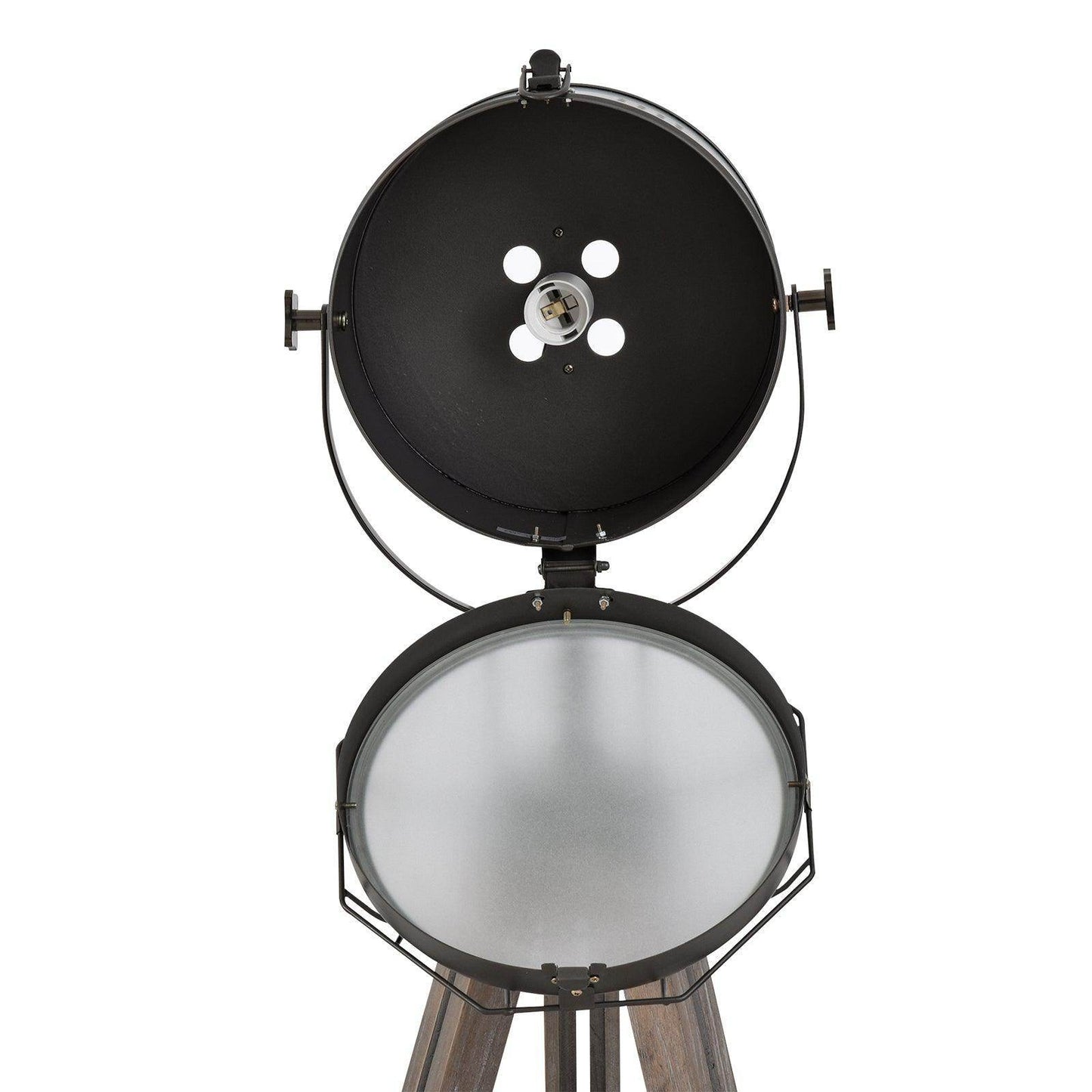 HOMCOM Industrial Tripod Floor Lamp - Vintage Spotlight, Wooden Legs - ALL4U RETAILER LTD