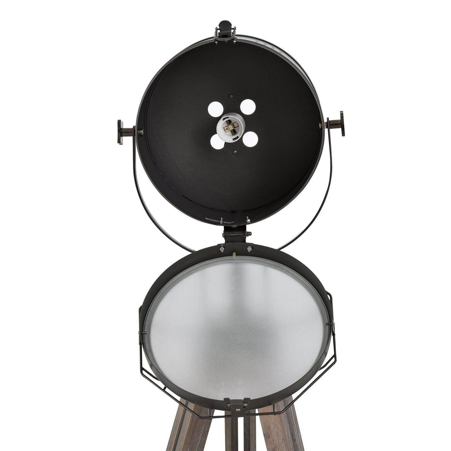 HOMCOM Industrial Tripod Floor Lamp - Vintage Spotlight, Wooden Legs - ALL4U RETAILER LTD