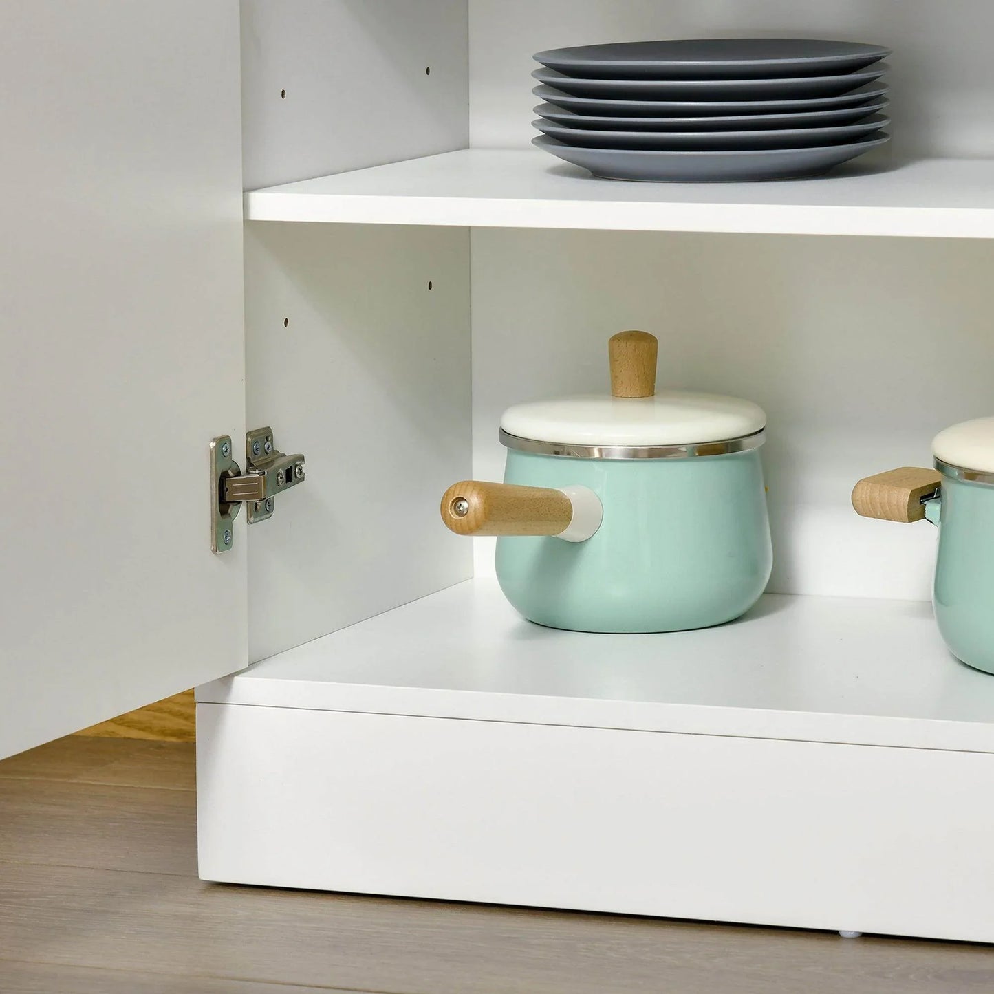 HOMCOM Kitchen Cupboard with 6-tier Shelving, White - ALL4U RETAILER LTD