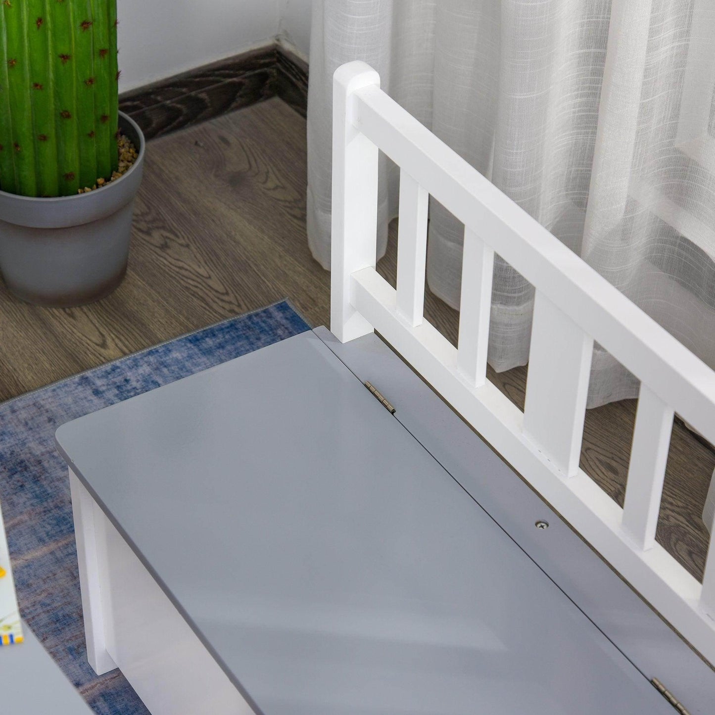 HOMCOM Modern Grey/White Kids Table Set with Chairs & Storage Bench - ALL4U RETAILER LTD