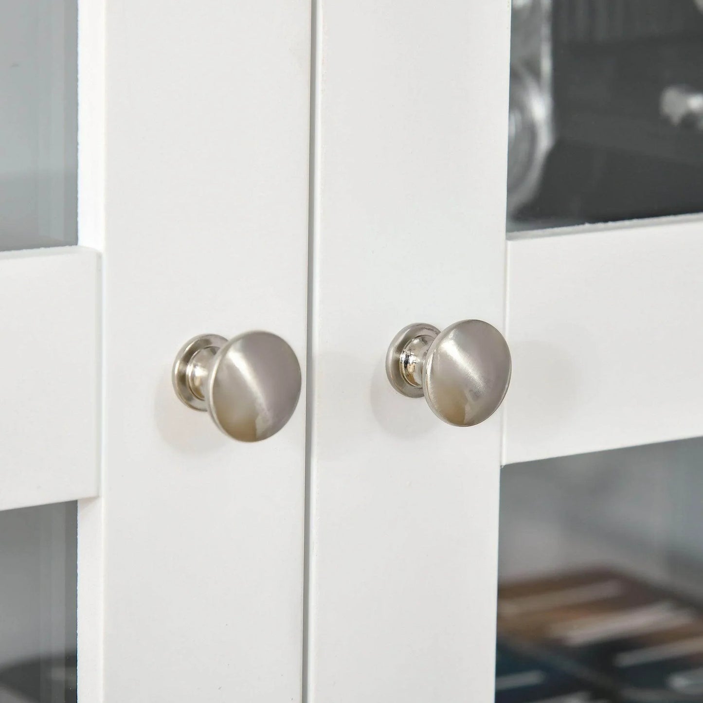 HOMCOM Modern White Bookcase with Doors: Adjustable Shelves - ALL4U RETAILER LTD