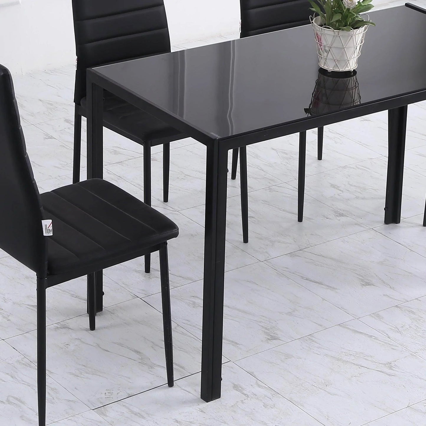 HOMCOM Rectangular Glass Dining Table for 4 - Stylish & Sturdy - ALL4U RETAILER LTD