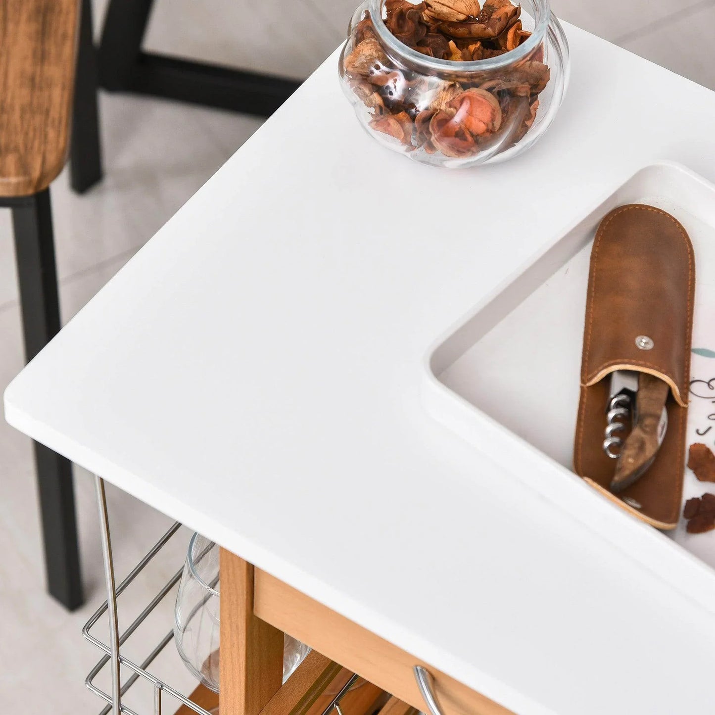 HOMCOM Rolling Kitchen Cart with 4 Basket Drawers - Brown - ALL4U RETAILER LTD