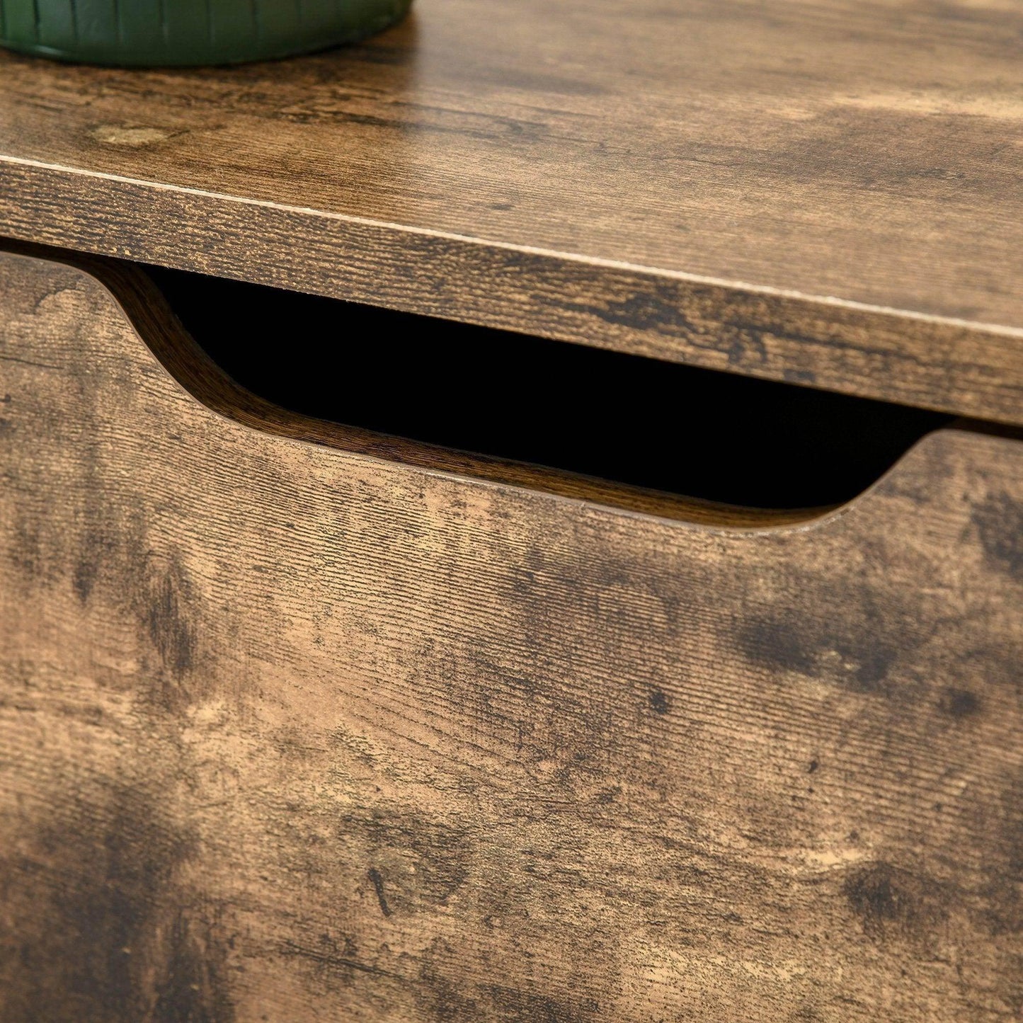 HOMCOM Shoe Cabinet - Rustic Brown, 2 Drawers, Adjustable Shelf - ALL4U RETAILER LTD