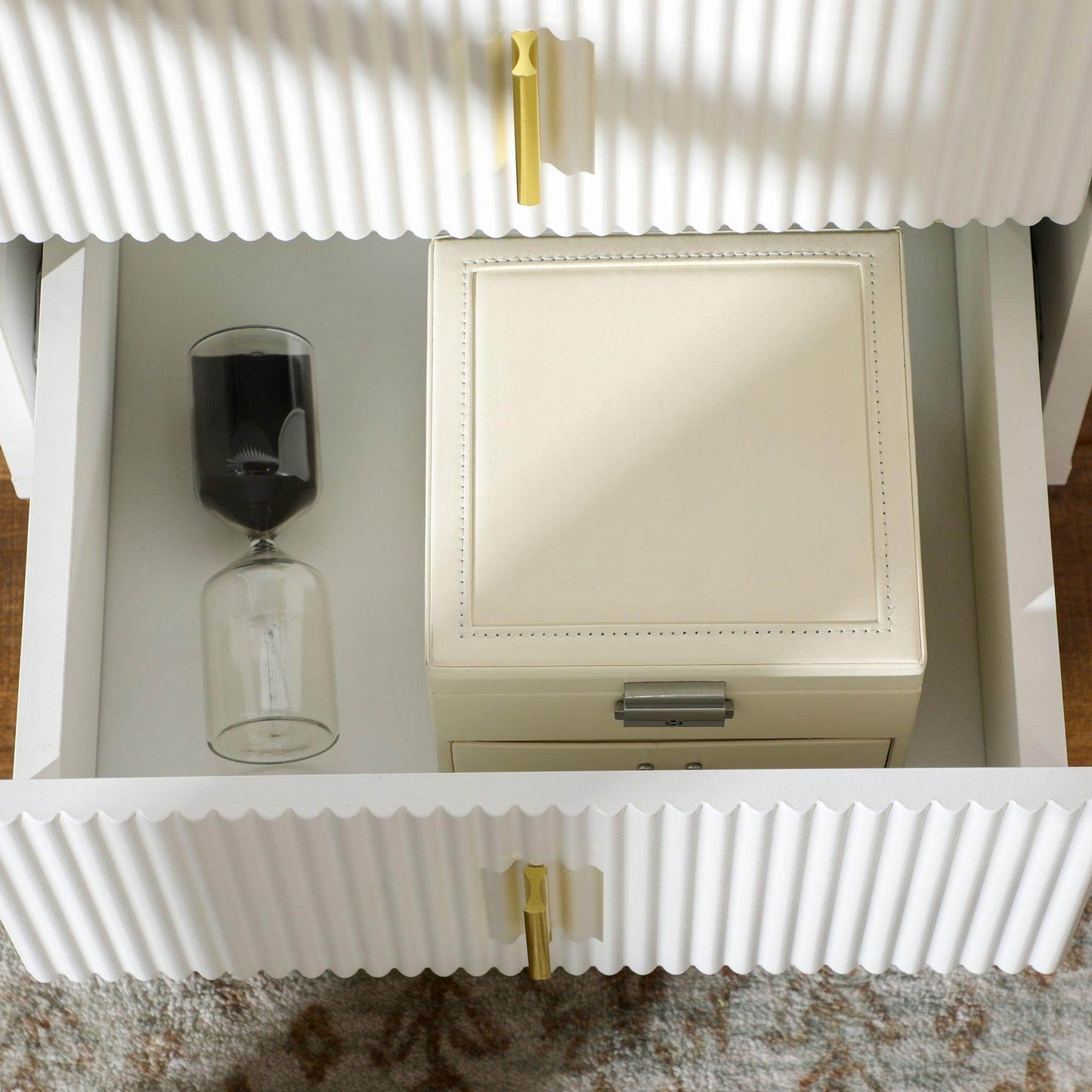 HOMCOM Side Table with 2 Drawers, Metal Frame, White - ALL4U RETAILER LTD