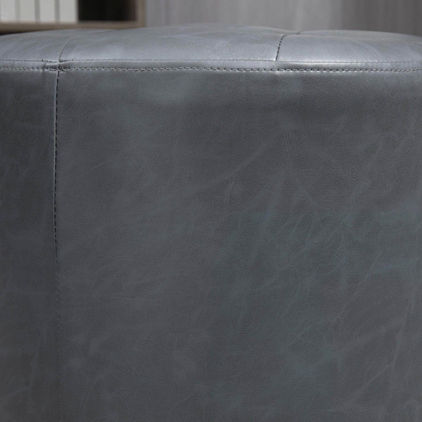 HOMCOM Swivel Foot Stool: Comfy Gray Ottoman with Steel Base - ALL4U RETAILER LTD