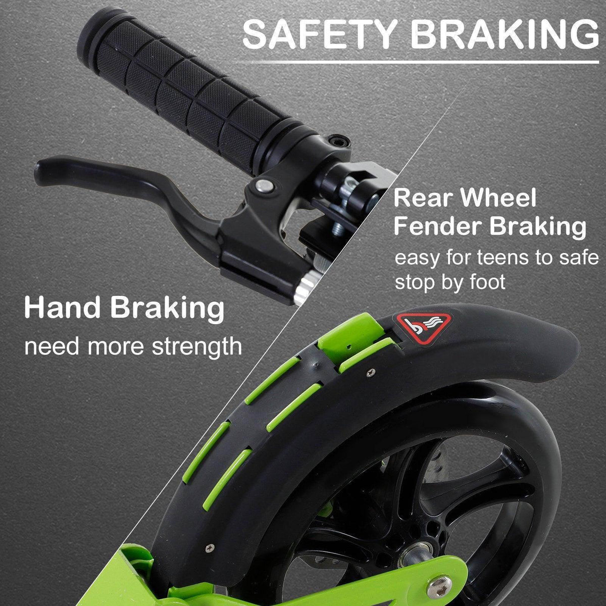 HOMCOM teens kick scooter hand brake and rear fender braking close-up