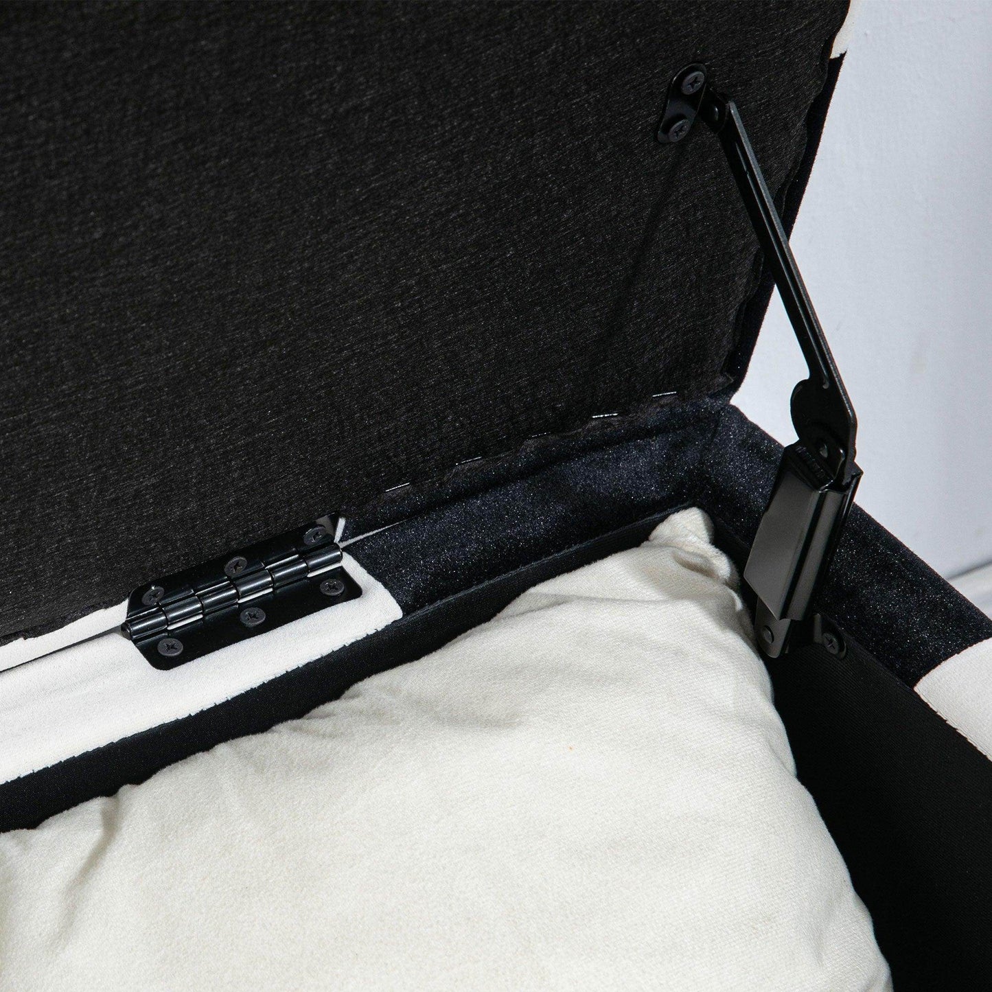 HOMCOM Velvet Storage Ottoman, 114x47x47cm, White and Black - ALL4U RETAILER LTD