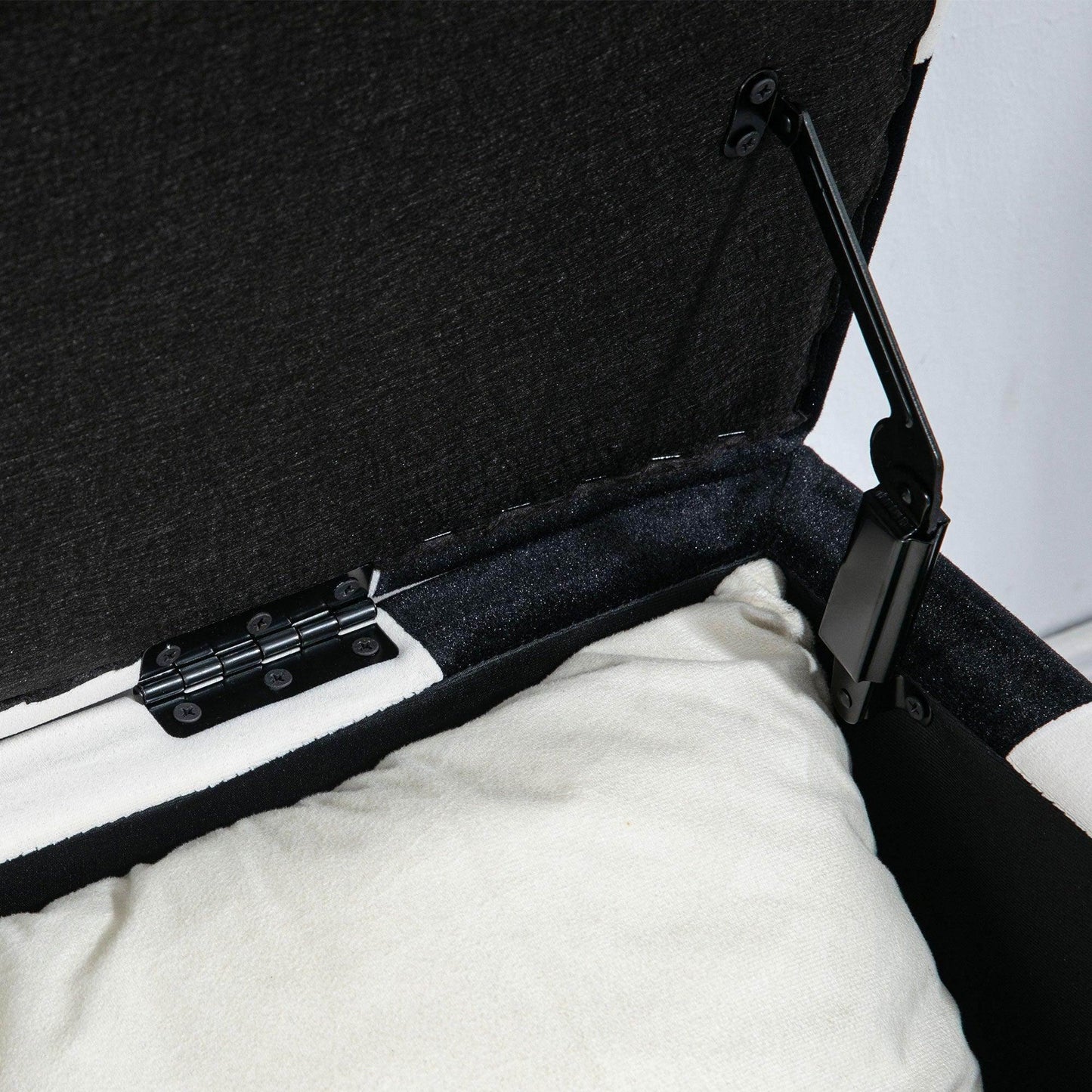 HOMCOM Velvet Storage Ottoman, 114x47x47cm, White and Black - ALL4U RETAILER LTD