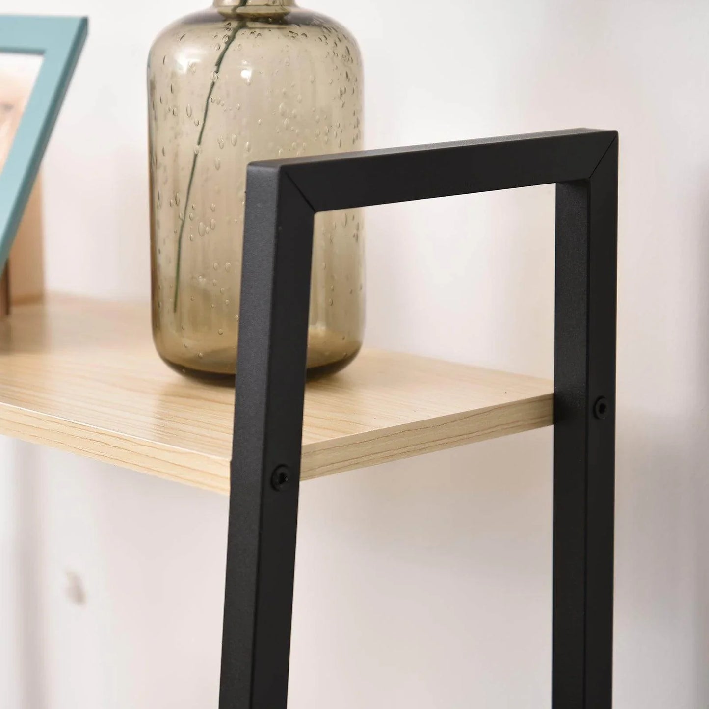 HOMCOM Vintage 4-Tier Ladder Shelf, Black Wood Design - ALL4U RETAILER LTD