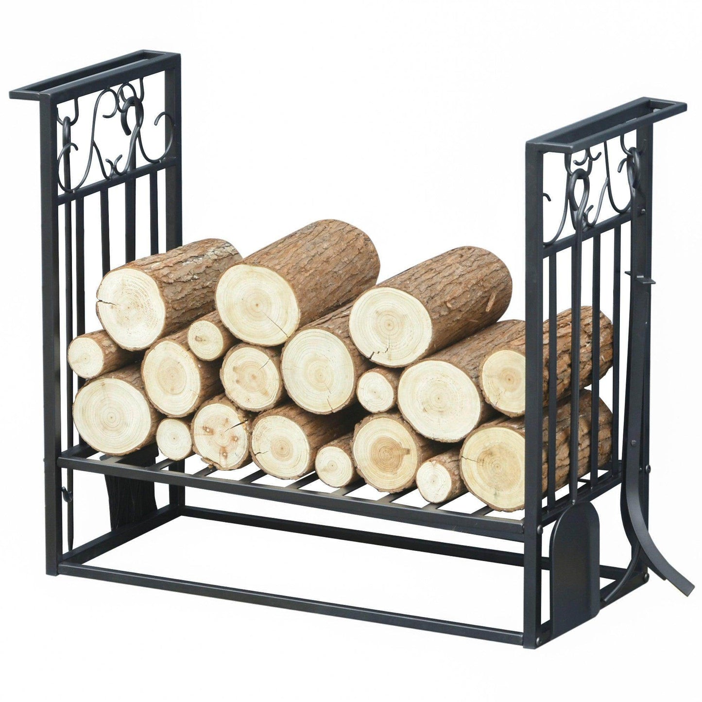 HOMCOM Vintage Firewood Log Rack & Tools - ALL4U RETAILER LTD