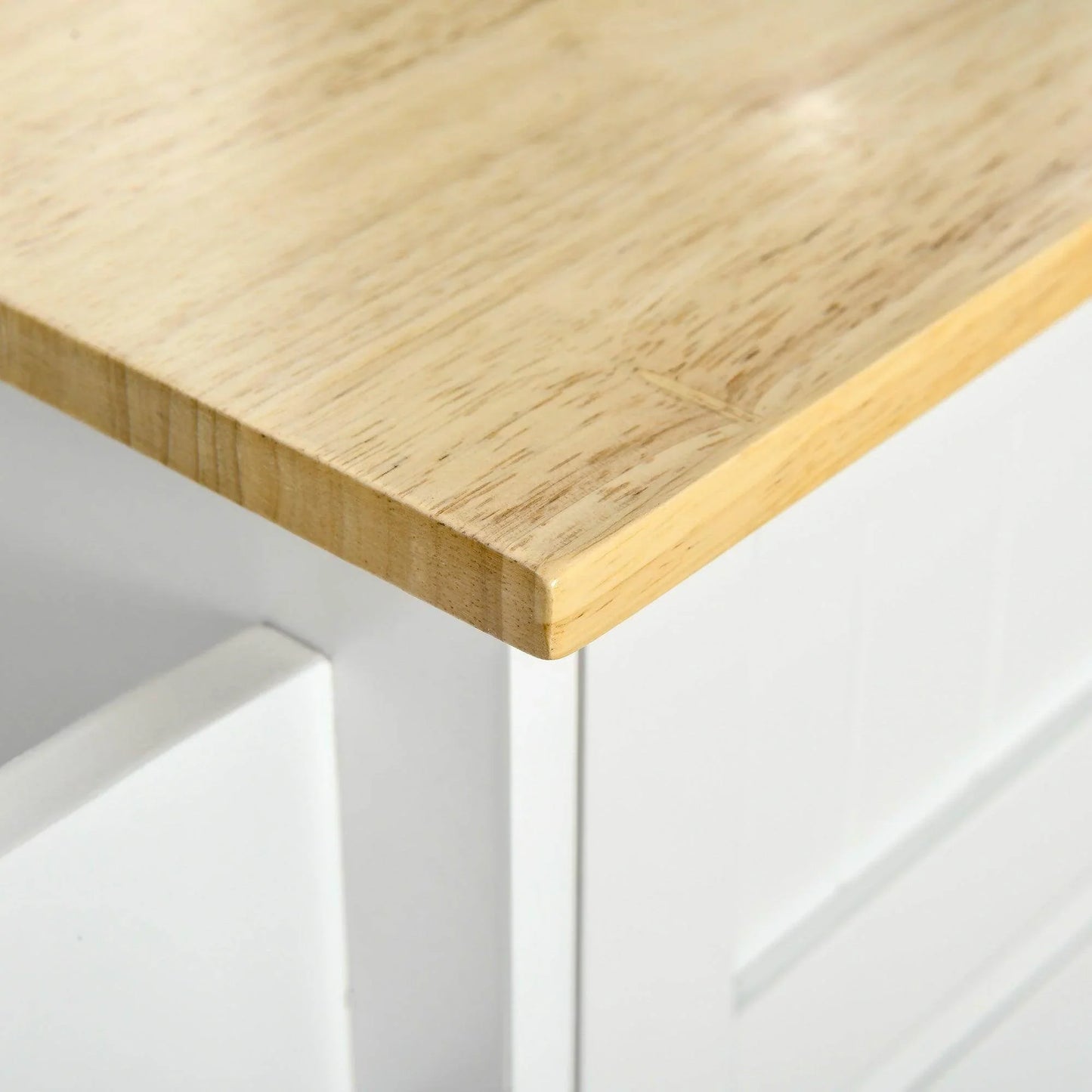 HOMCOM White Kitchen Island Cart with Storage Drawers & Cabinets - ALL4U RETAILER LTD