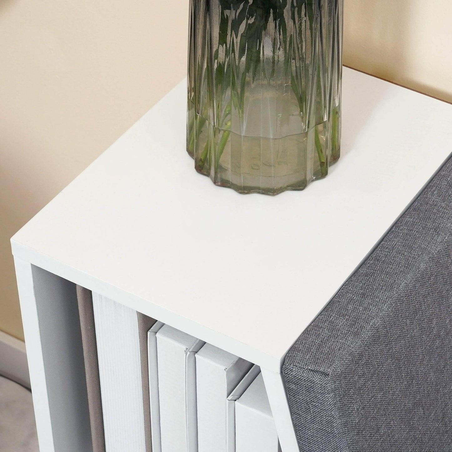 HOMCOM White Storage Shelf & Seat - ALL4U RETAILER LTD