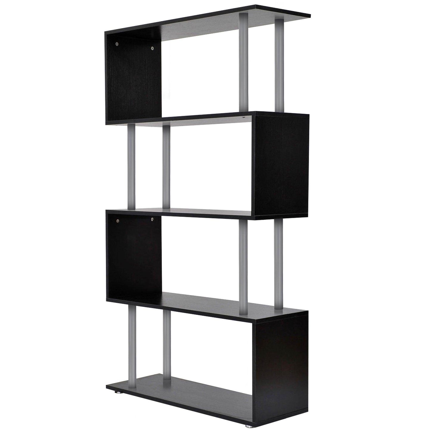 HOMCOM Wooden S Shape Bookshelf Display Unit, Black - ALL4U RETAILER LTD