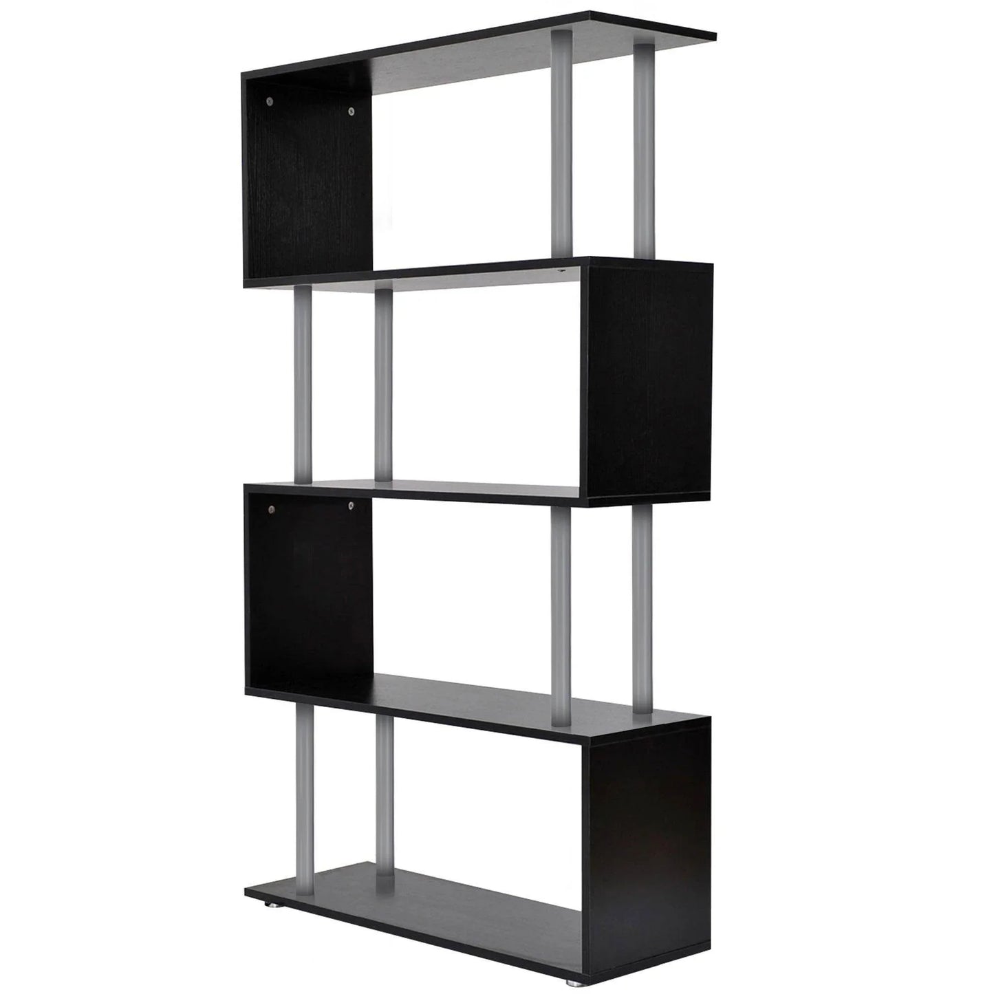 HOMCOM Wooden S Shape Bookshelf Display Unit, Black - ALL4U RETAILER LTD
