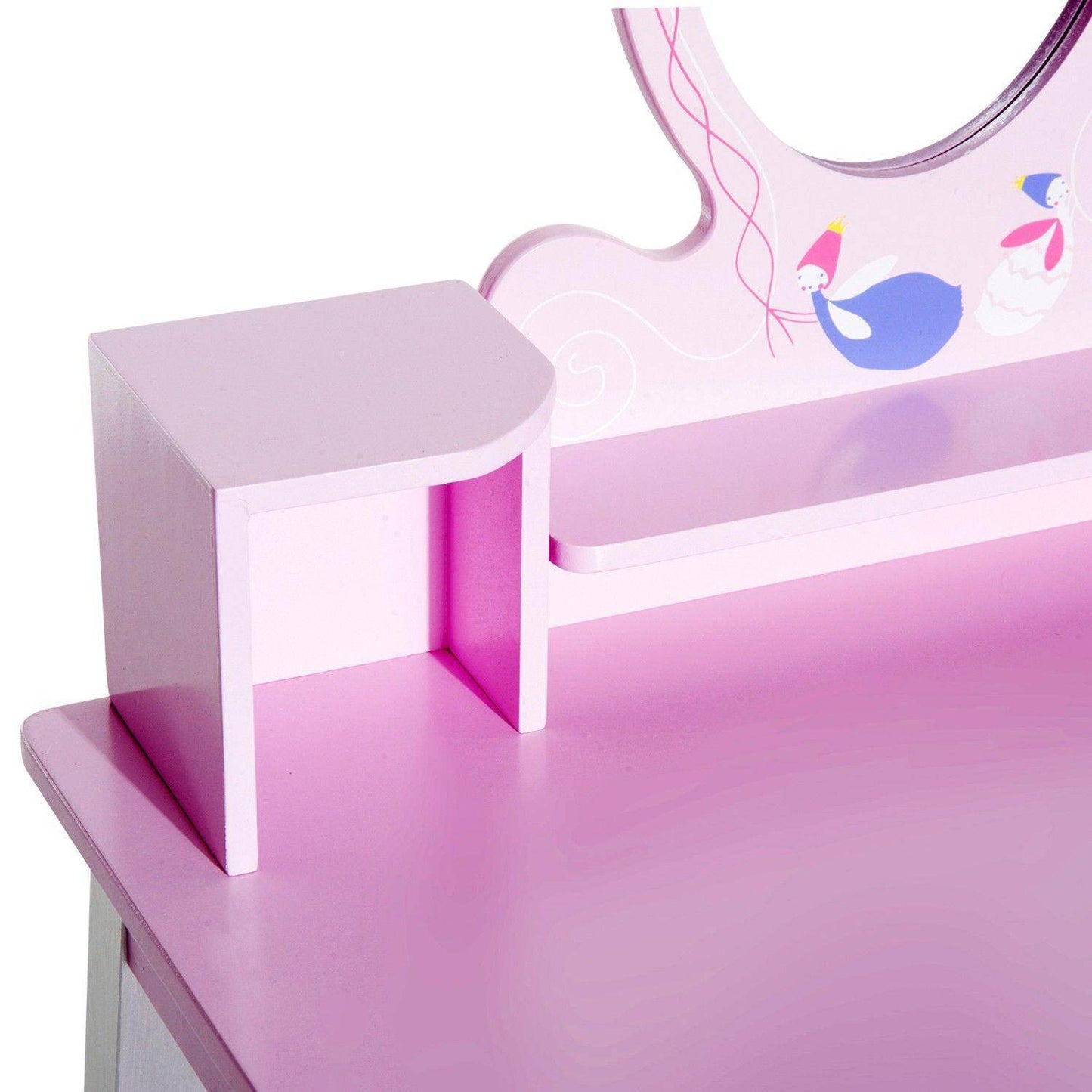 HOMCOMKids Vanity Table and Stool Set: Pink & White - ALL4U RETAILER LTD