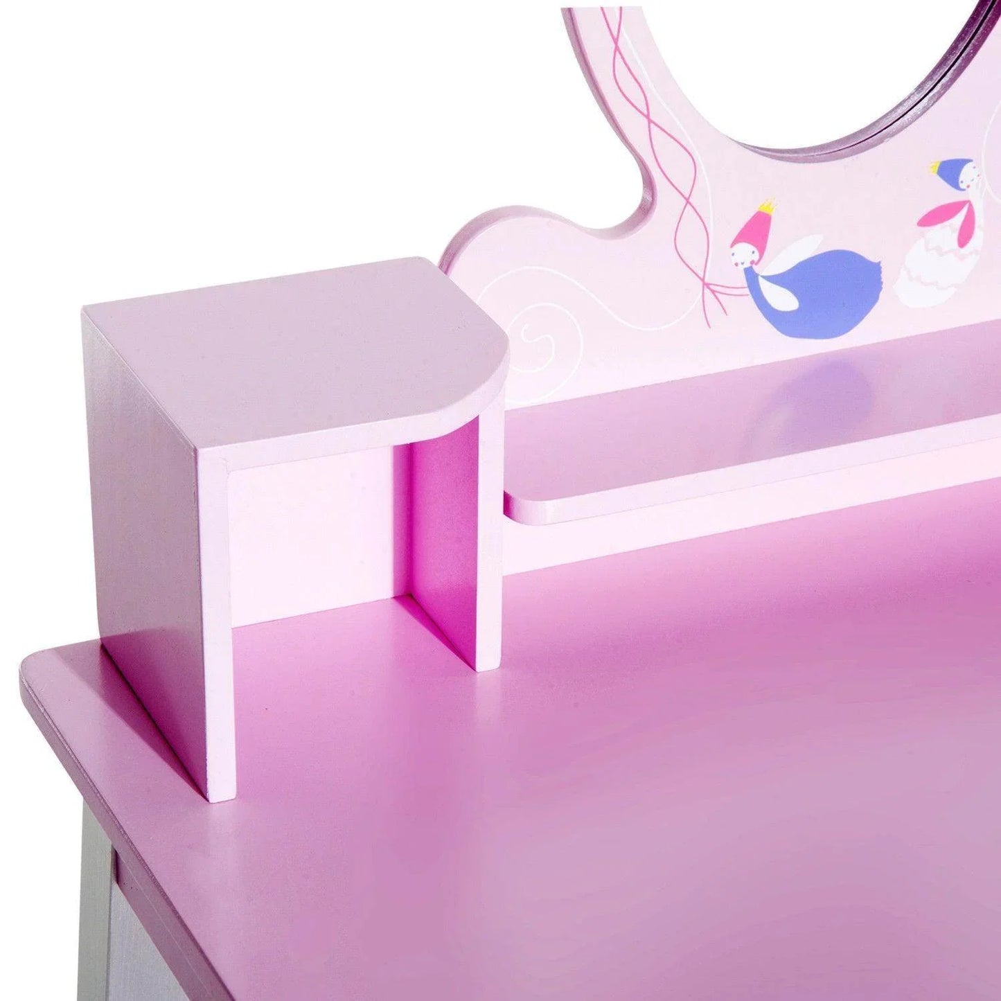 HOMCOMKids Vanity Table and Stool Set: Pink & White - ALL4U RETAILER LTD