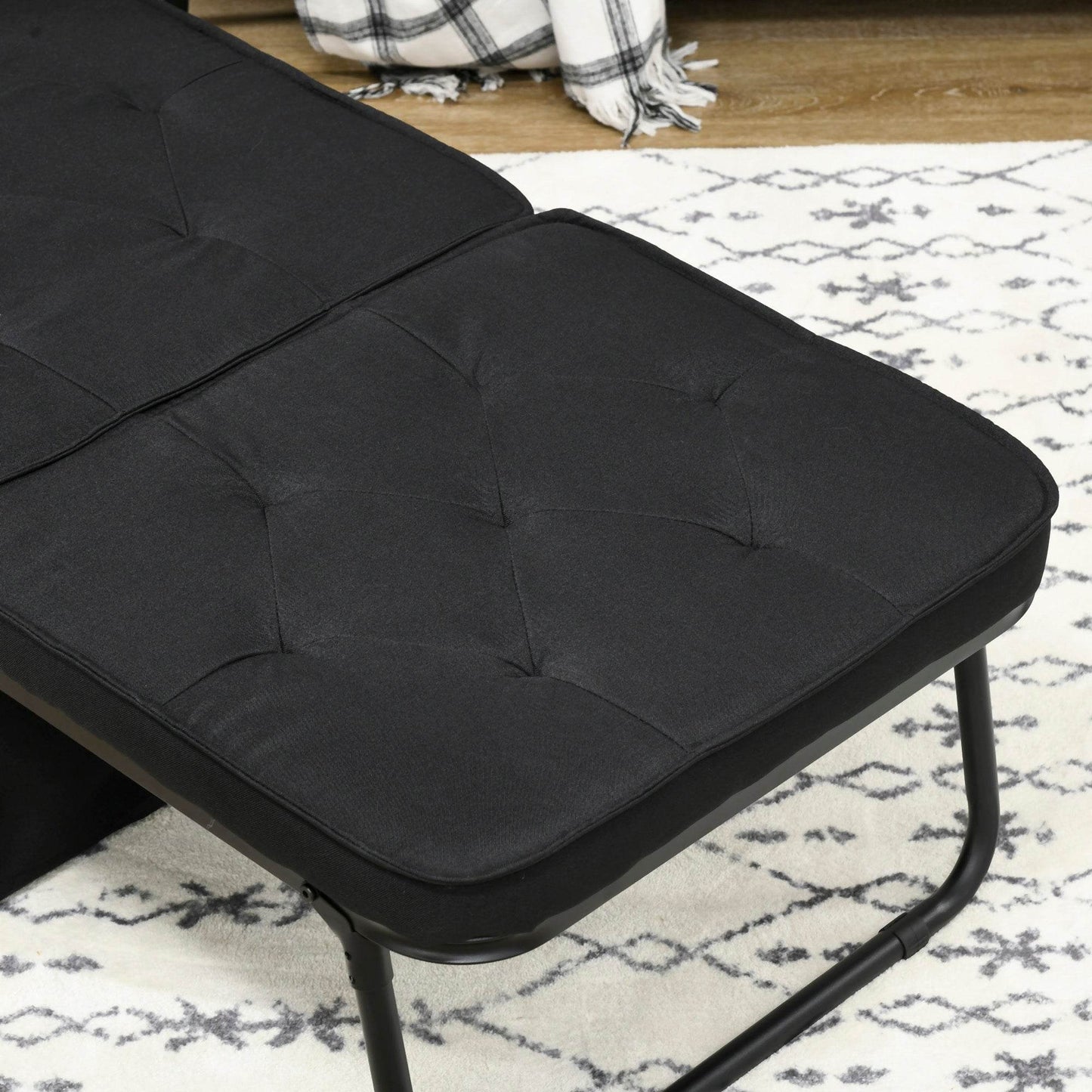 HOMCOM Versatile Folding Sleeper Chair Bed with Adjustable Backrest, Pillow, and Storage Pockets - Black - ALL4U RETAILER LTD