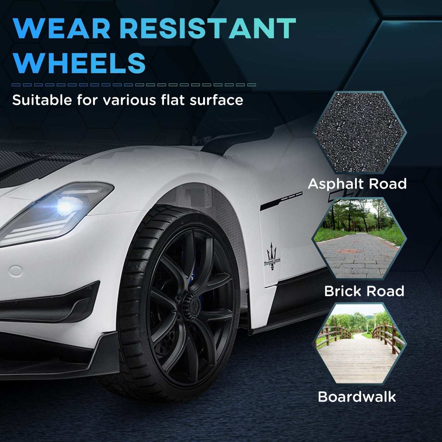 AIYAPLAY Maserati GT2 12V Licensed Kids Electric Ride-On Car with Remote Control, Music, and Lights - White - ALL4U RETAILER LTD